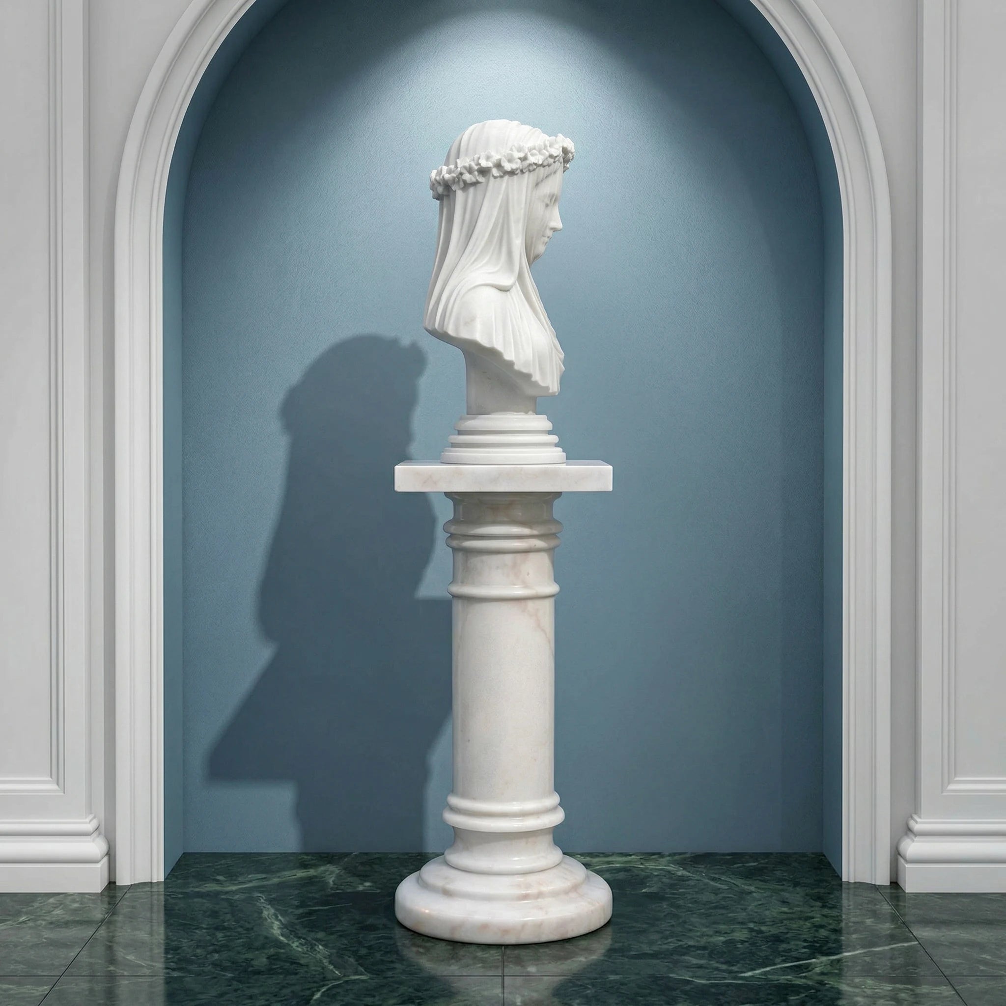 Vela-Natural-Marble-Veiled-Woman-Sculpture-Floral-Bust-on-Pedestal-VSMS-958-04