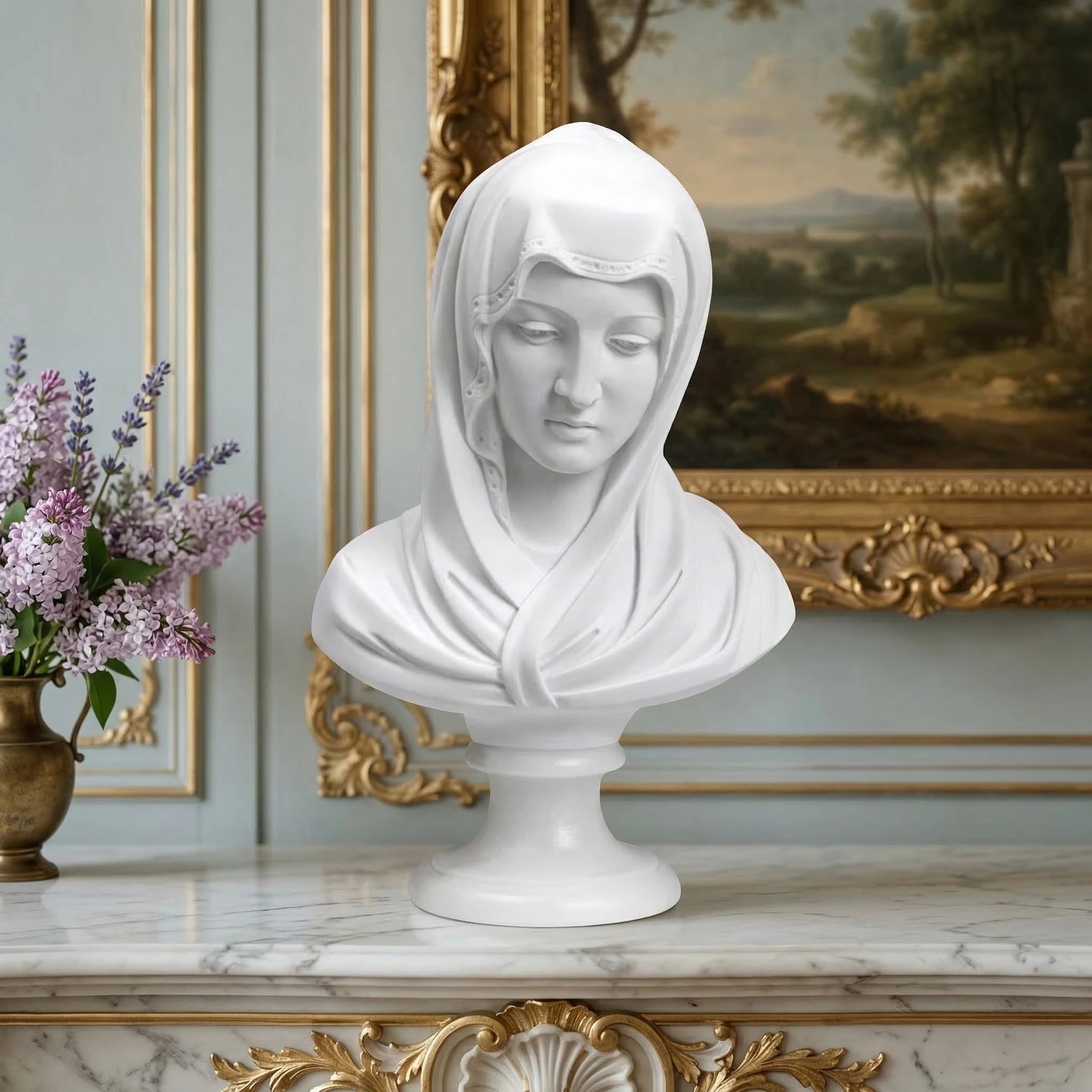 Vela-Natural-Marble-Veiled-Woman-Sculpture-Mantel-Bust-VSMS-3488-01