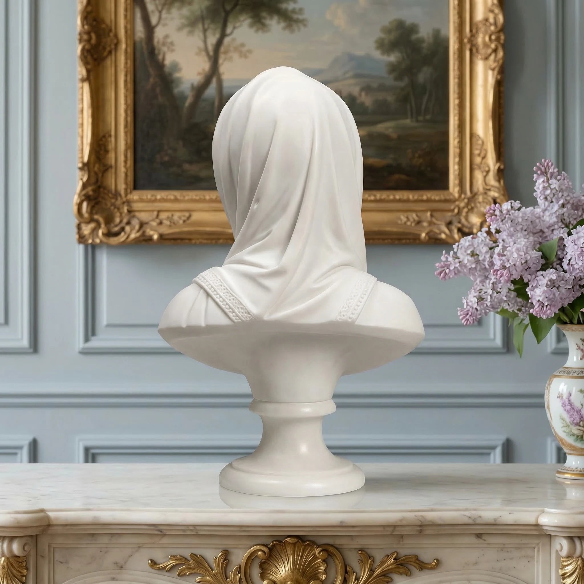 Vela-Natural-Marble-Veiled-Woman-Sculpture-Mantel-Bust-VSMS-3488-02