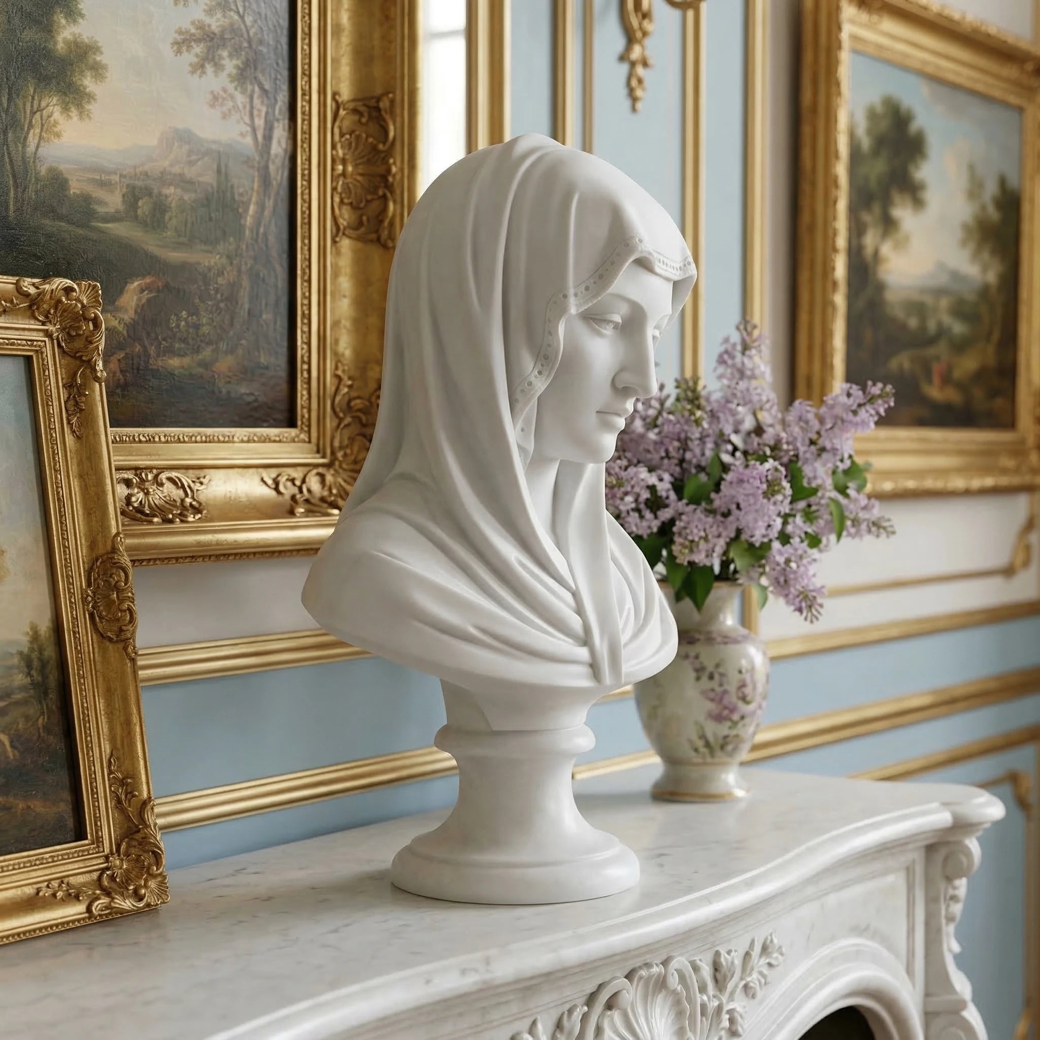 Vela-Natural-Marble-Veiled-Woman-Sculpture-Mantel-Bust-VSMS-3488-03