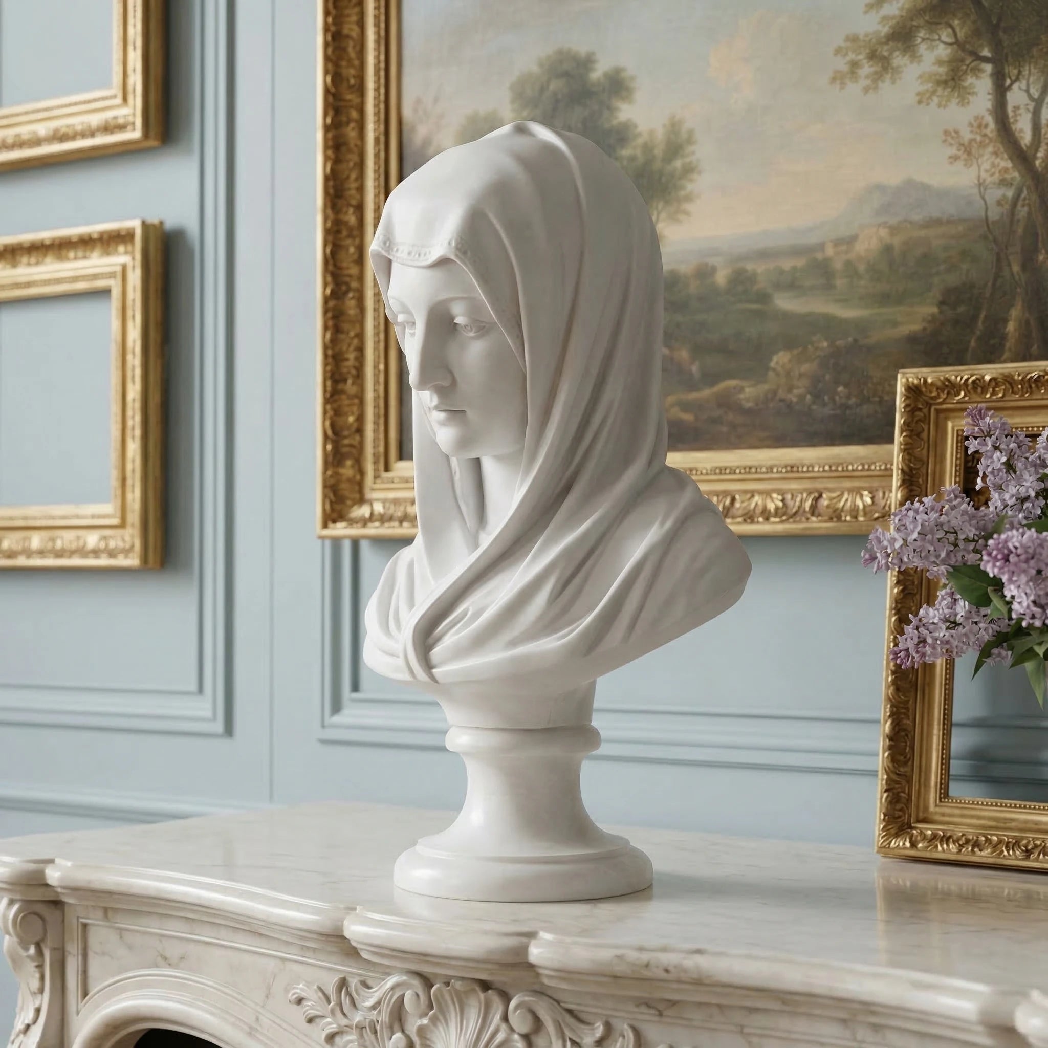 Vela-Natural-Marble-Veiled-Woman-Sculpture-Mantel-Bust-VSMS-3488-05