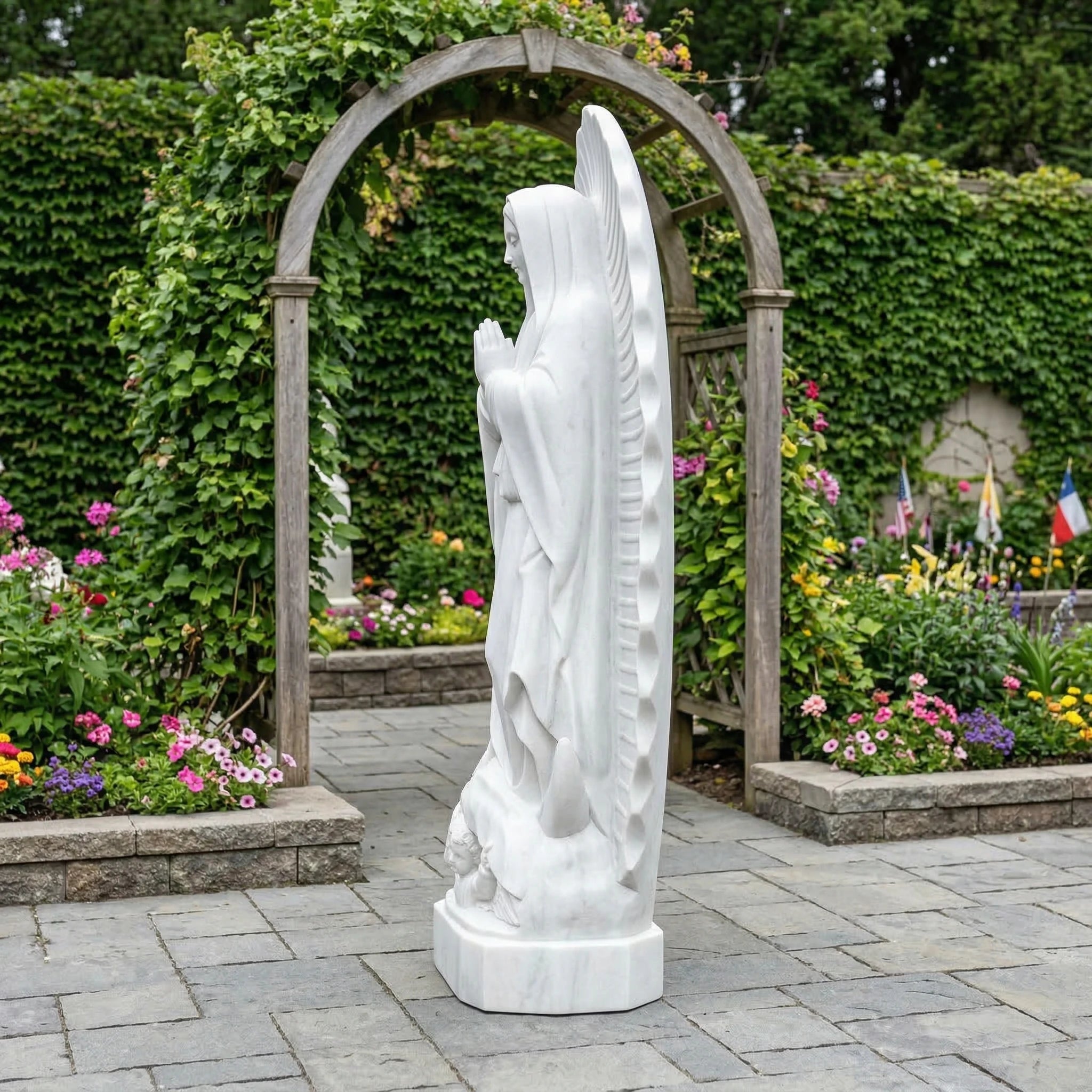 Vela-Natural-Marble-Virgin-Mary-Prayer-Sculpture-Radiant-Mandorla-VSMS-4103-03