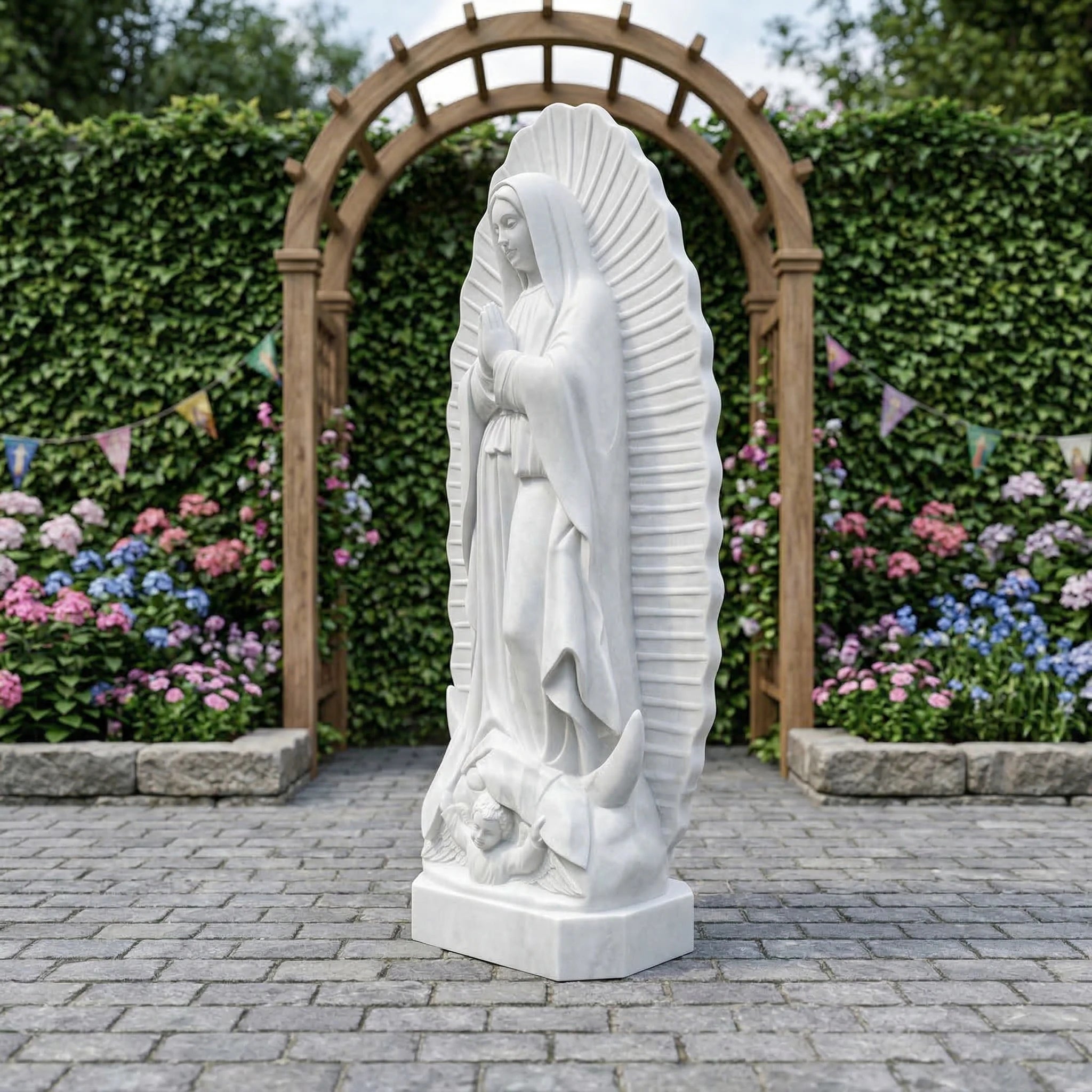 Vela-Natural-Marble-Virgin-Mary-Prayer-Sculpture-Radiant-Mandorla-VSMS-4103-04