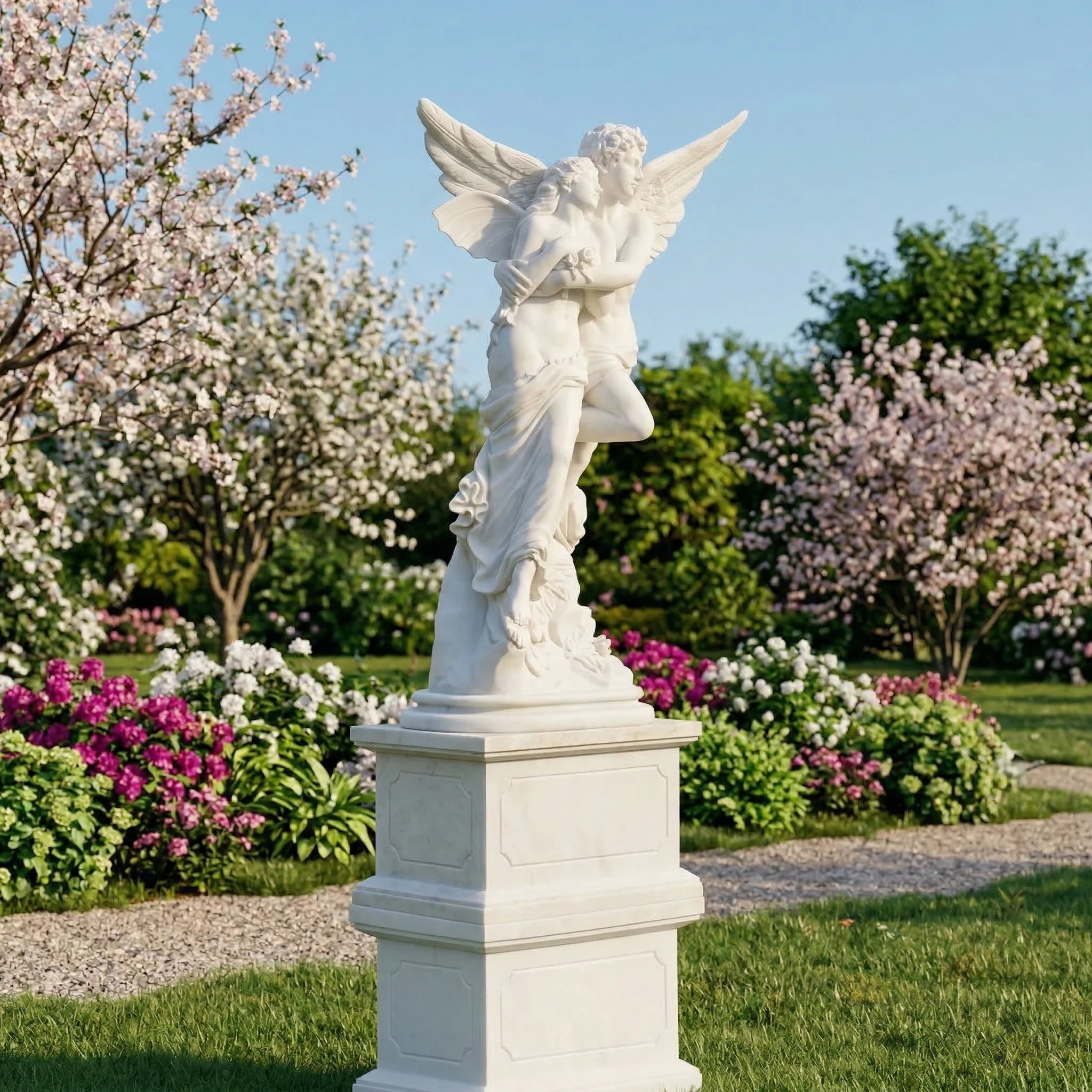 Vela-Natural-Marble-Winged-Couple-Sculpture-on-Plinth-VSMS-4876-03