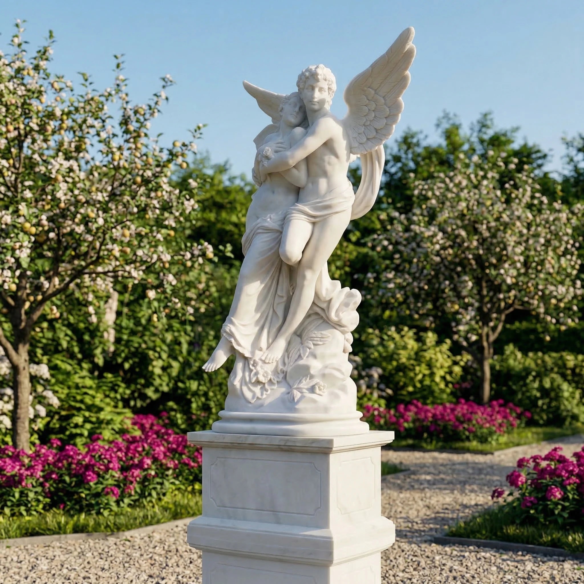 Vela-Natural-Marble-Winged-Couple-Sculpture-on-Plinth-VSMS-4876-04