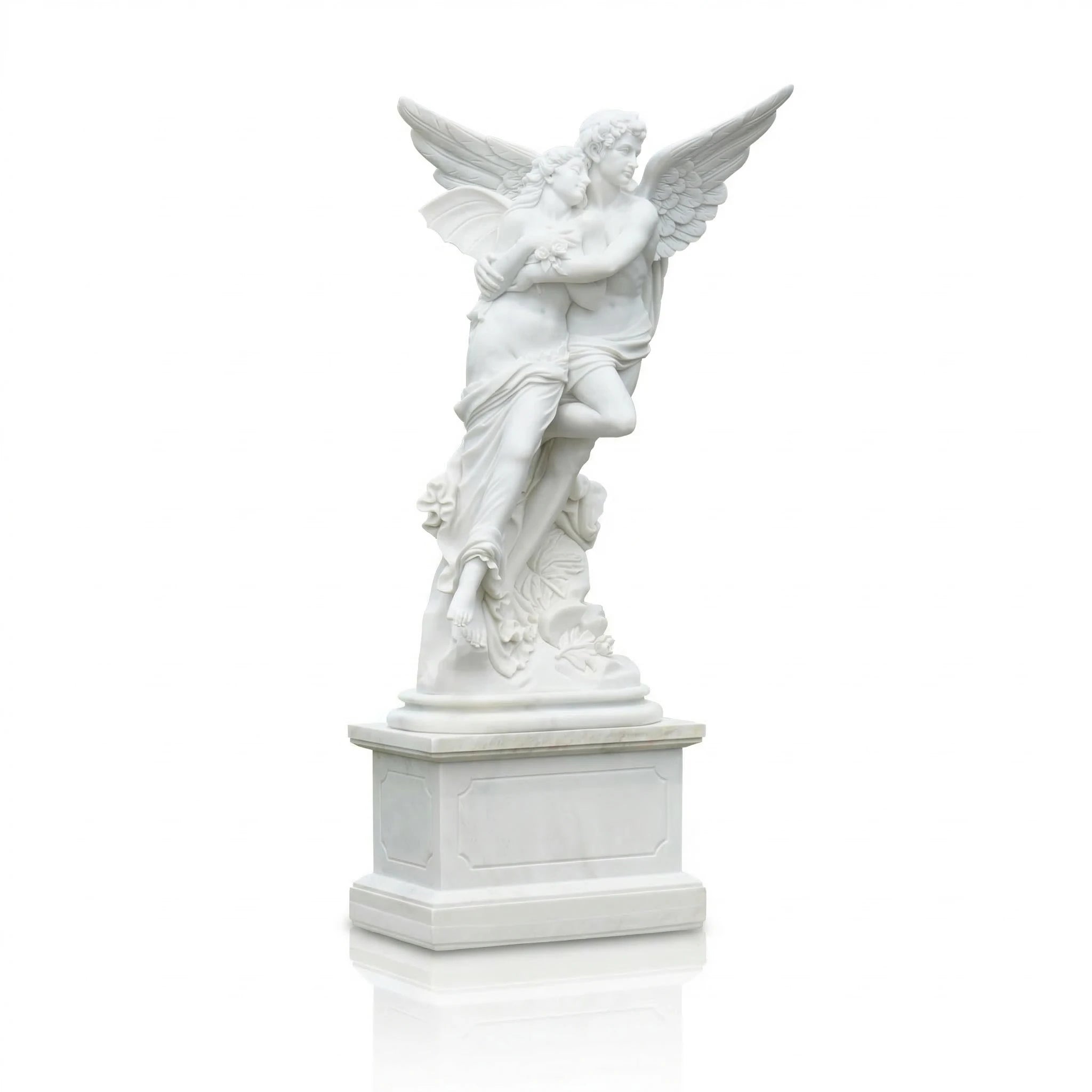 Vela-Natural-Marble-Winged-Couple-Sculpture-on-Plinth-VSMS-4876-05