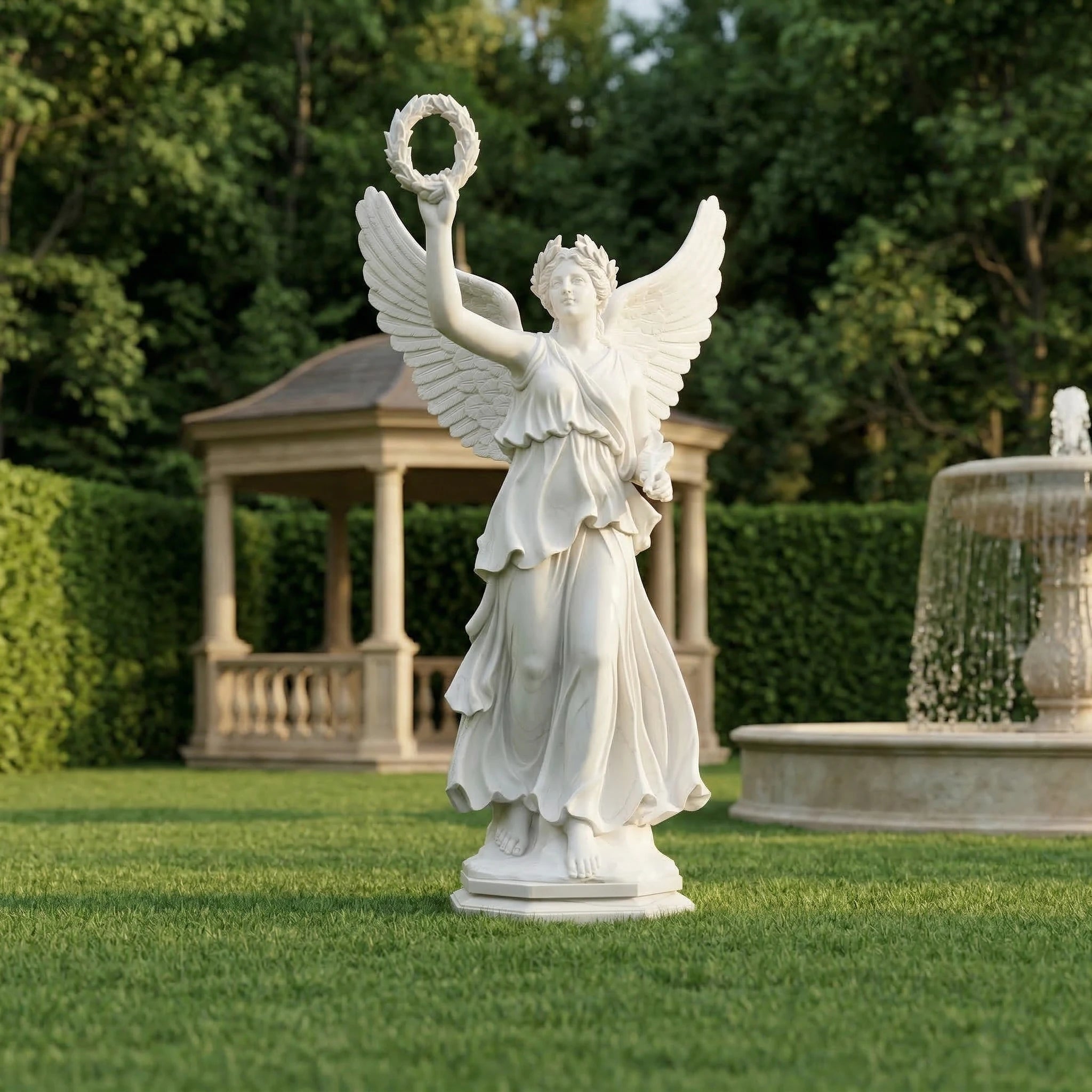 Vela-Natural-Marble-Winged-Female-Allegory-Sculpture-Garden-Pedestal-VSMS-3562-01