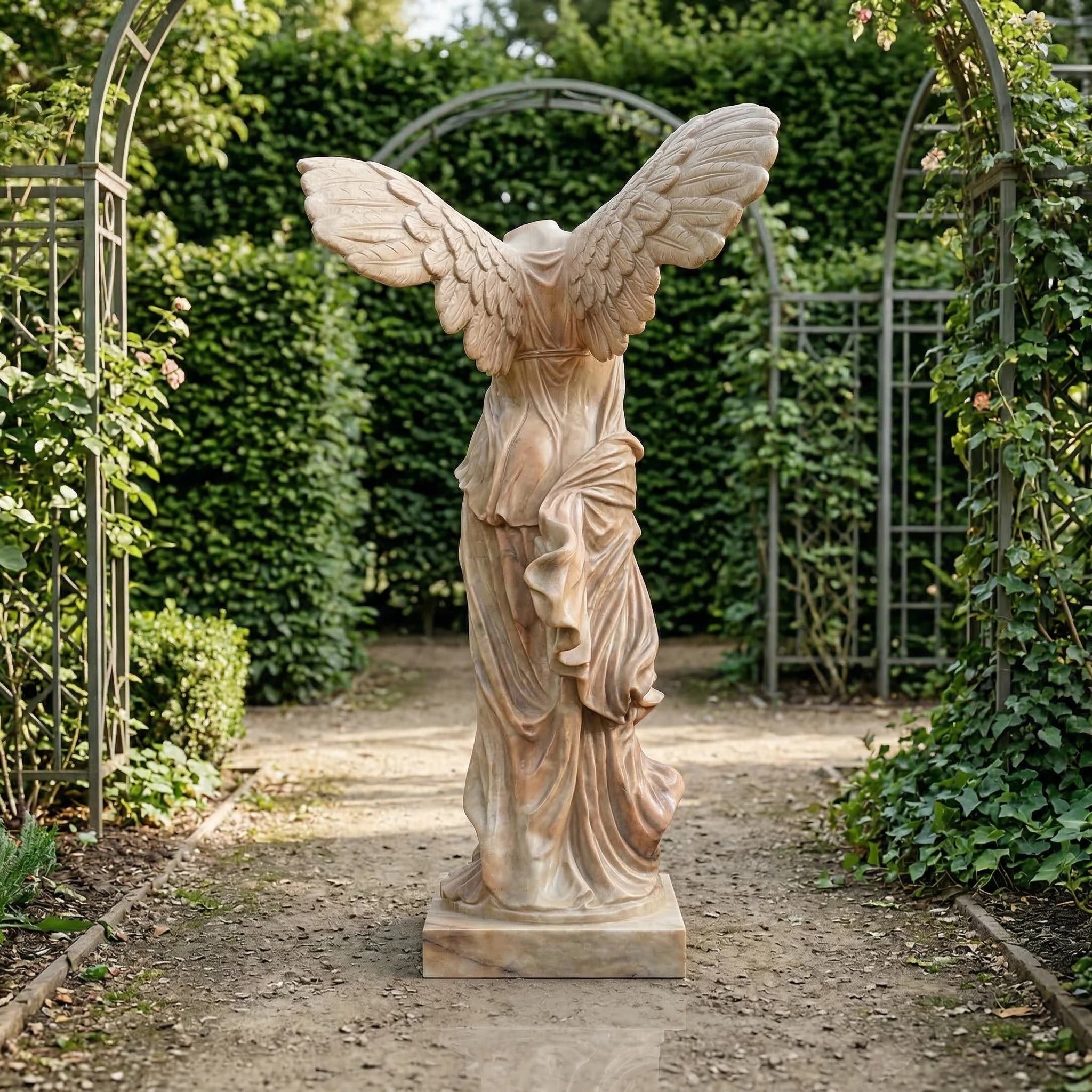 Vela-Natural-Marble-Winged-Female-Draped-Torso-Sculpture-on-Plinth-VSMaterialTypeCode-7029-02