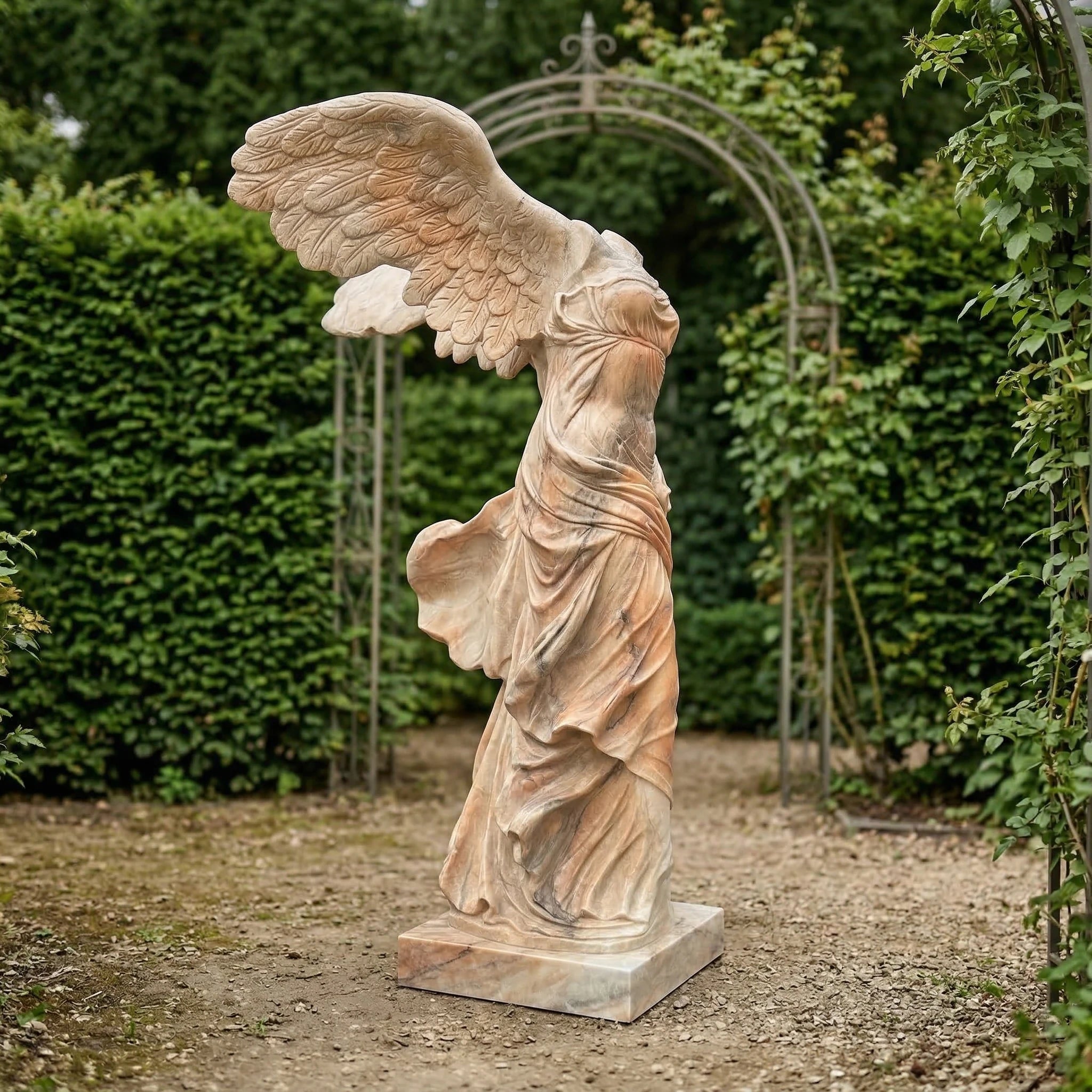 Vela-Natural-Marble-Winged-Female-Draped-Torso-Sculpture-on-Plinth-VSMaterialTypeCode-7029-03