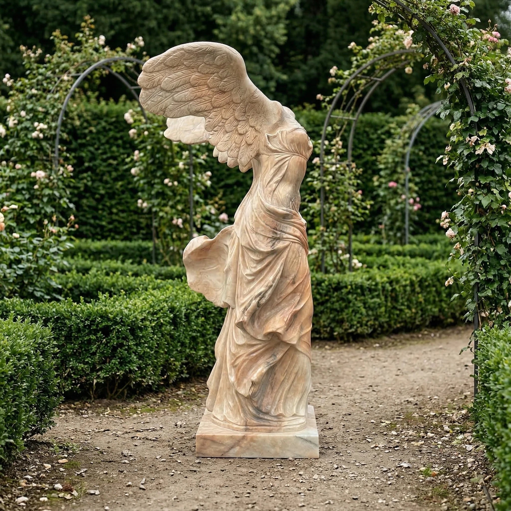 Vela-Natural-Marble-Winged-Female-Draped-Torso-Sculpture-on-Plinth-VSMaterialTypeCode-7029-04
