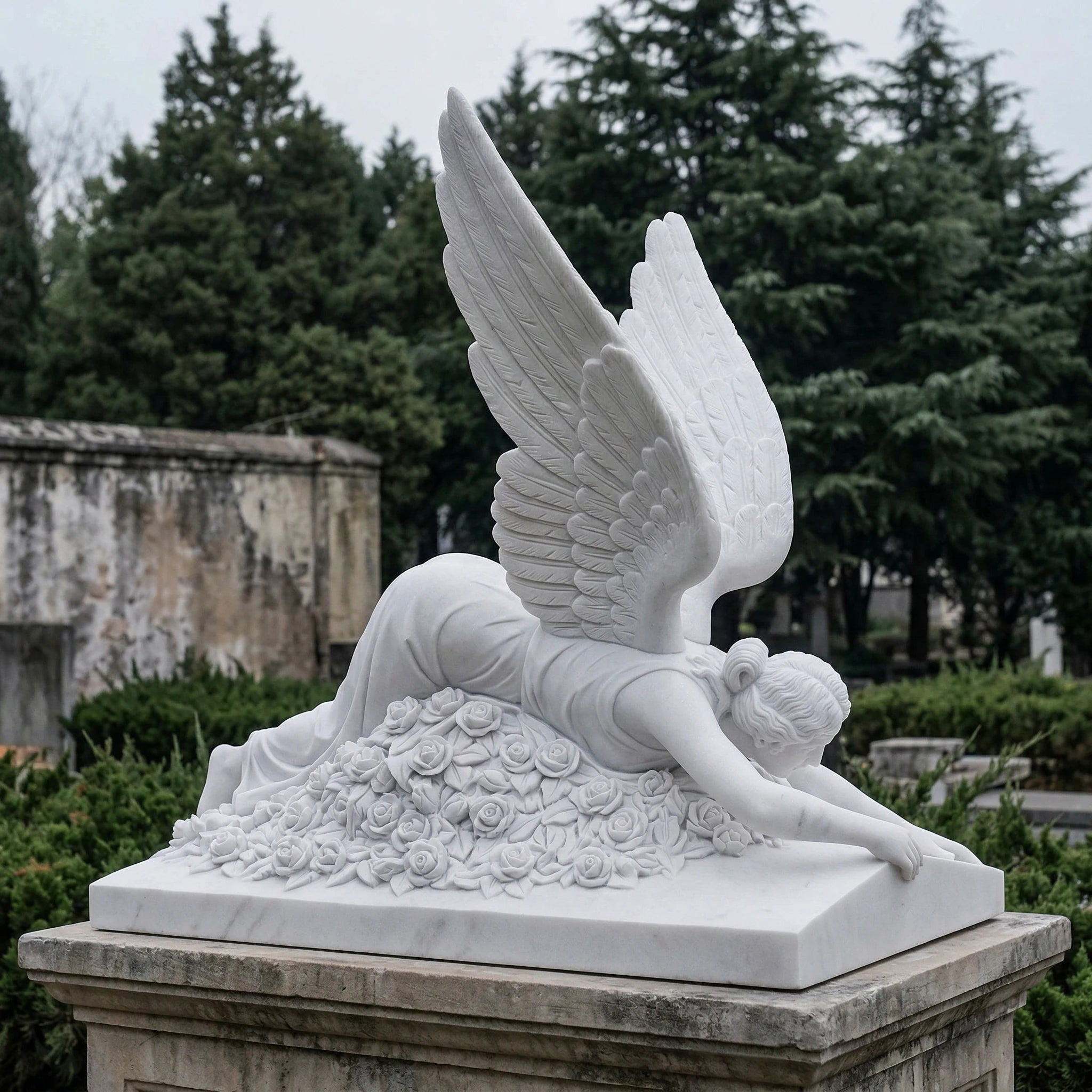 Vela-Natural-Marble-Winged-Figure-Sculpture-Reclining-Garden-Plinth-VSMS-6388-03