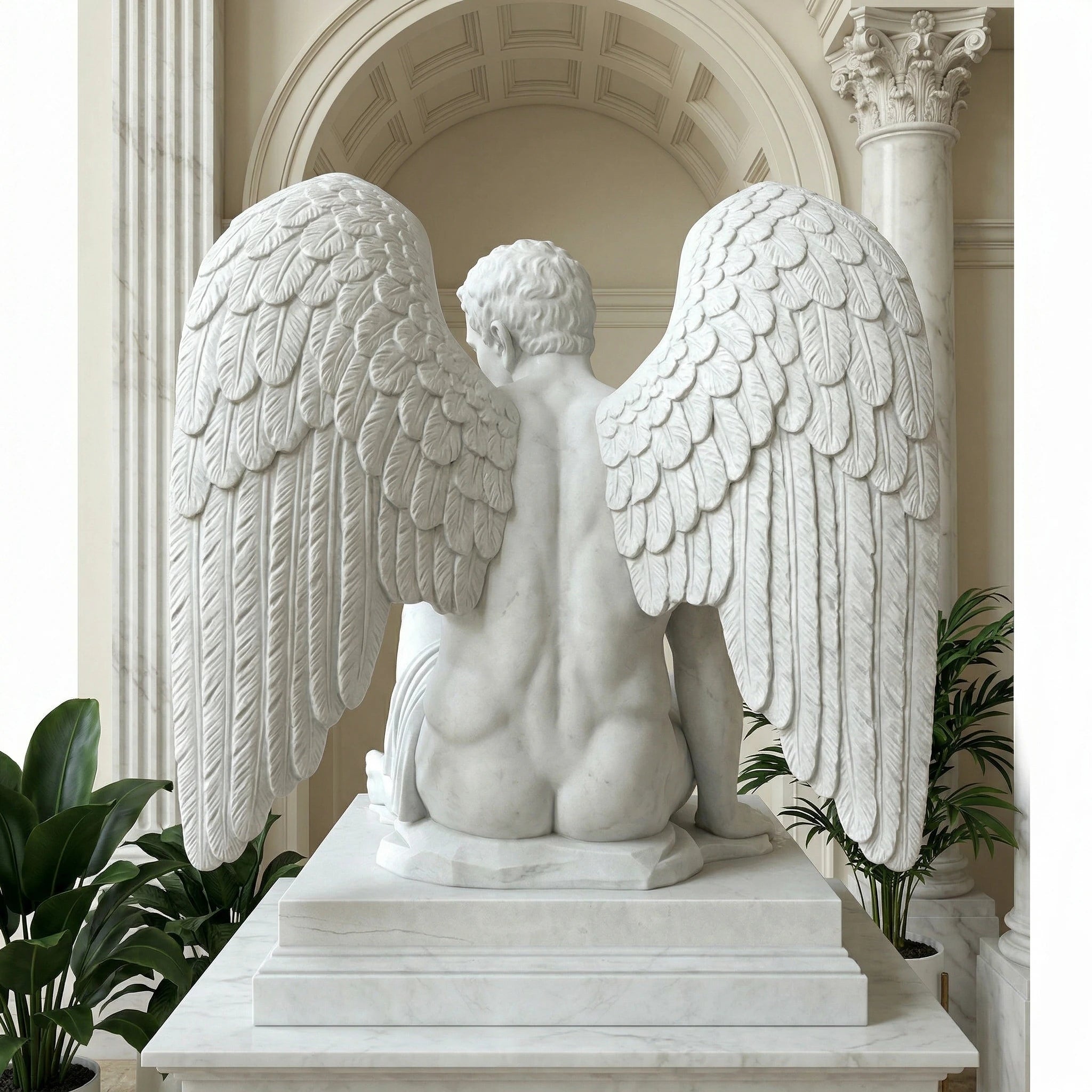 Vela-Natural-Marble-Winged-Figure-Sculpture-Seated-Interior-Statement-VSMS-8843-02