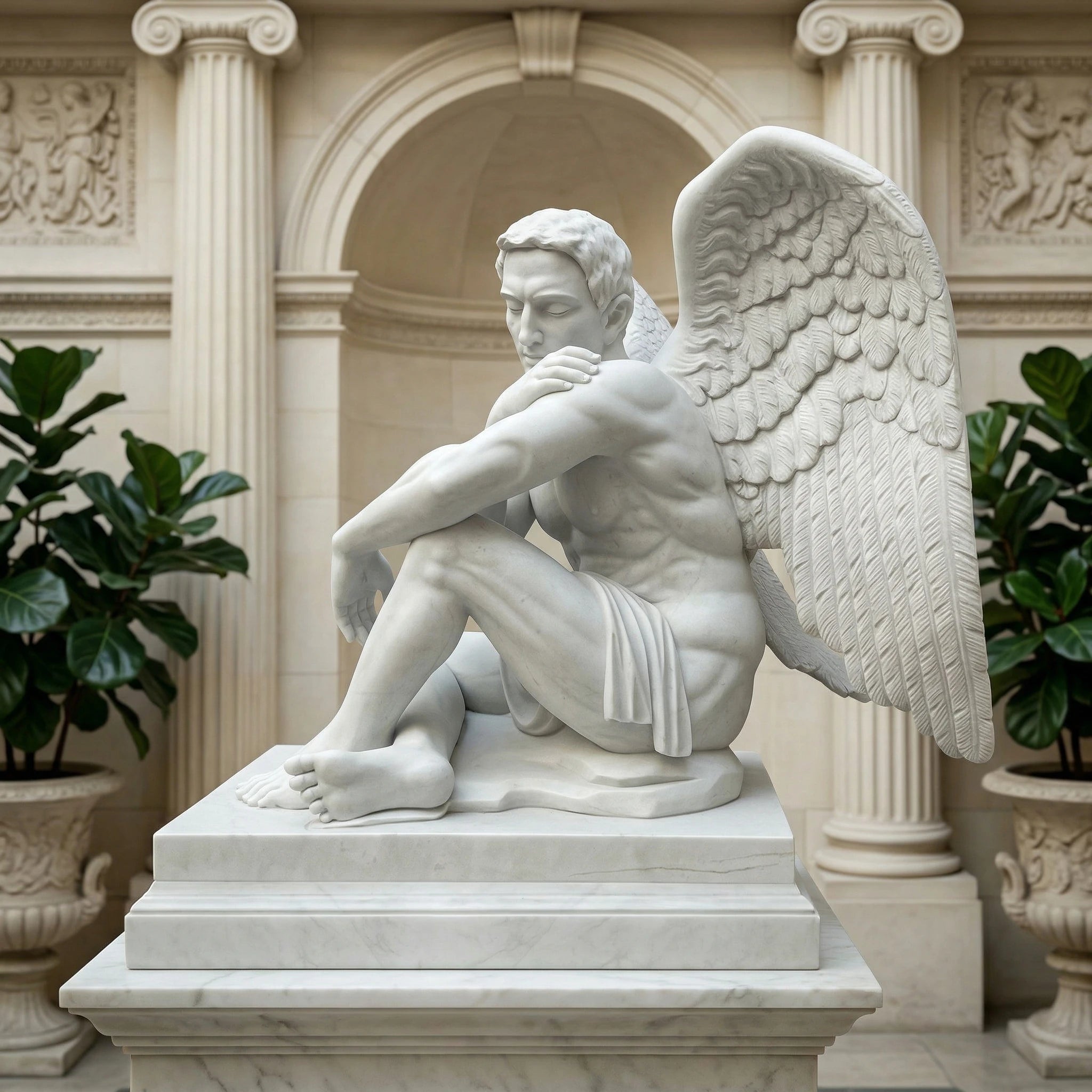 Vela-Natural-Marble-Winged-Figure-Sculpture-Seated-Interior-Statement-VSMS-8843-03