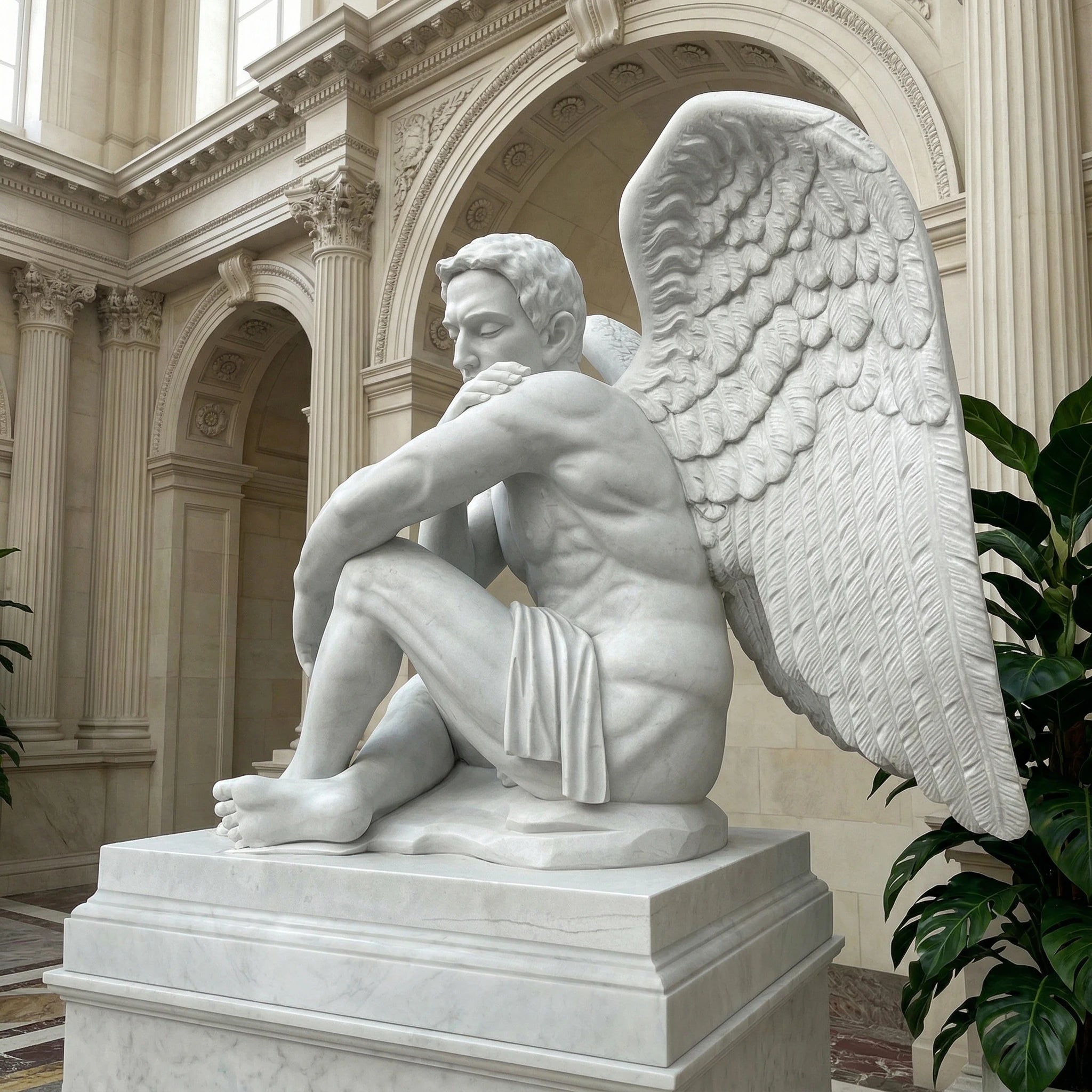 Vela-Natural-Marble-Winged-Figure-Sculpture-Seated-Interior-Statement-VSMS-8843-04
