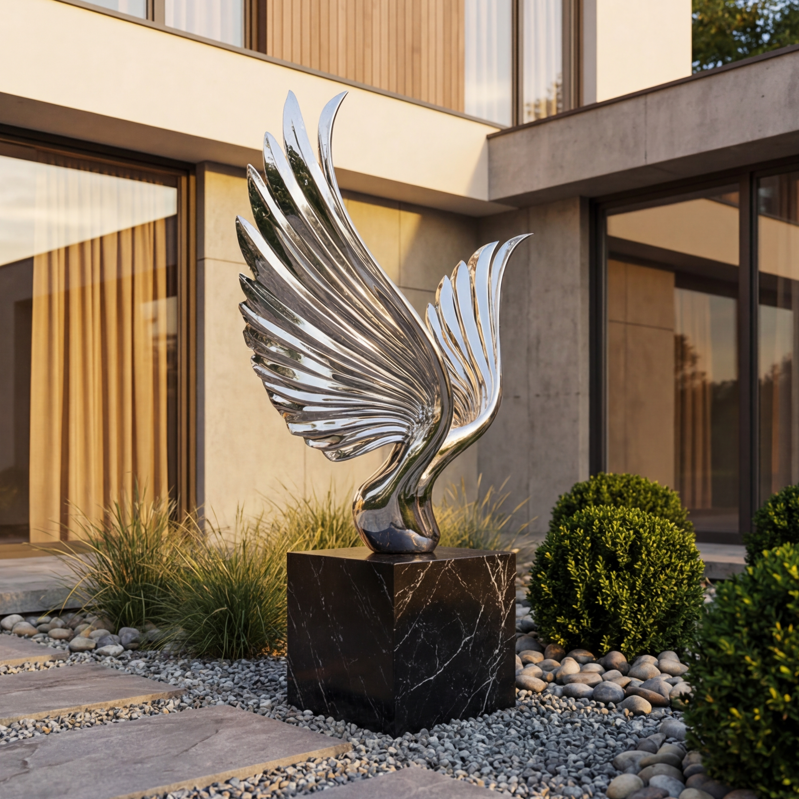 Vela-Stainless-Steel-Abstract-Avian-Sculpture-Garden-Pedestal-VSSSSS-2764-01