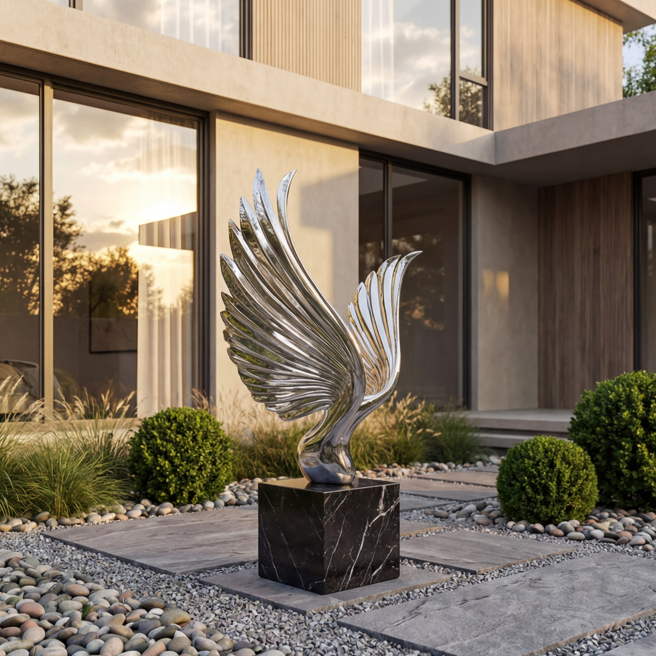 Vela-Stainless-Steel-Abstract-Avian-Sculpture-Garden-Pedestal-VSSSSS-2764-03