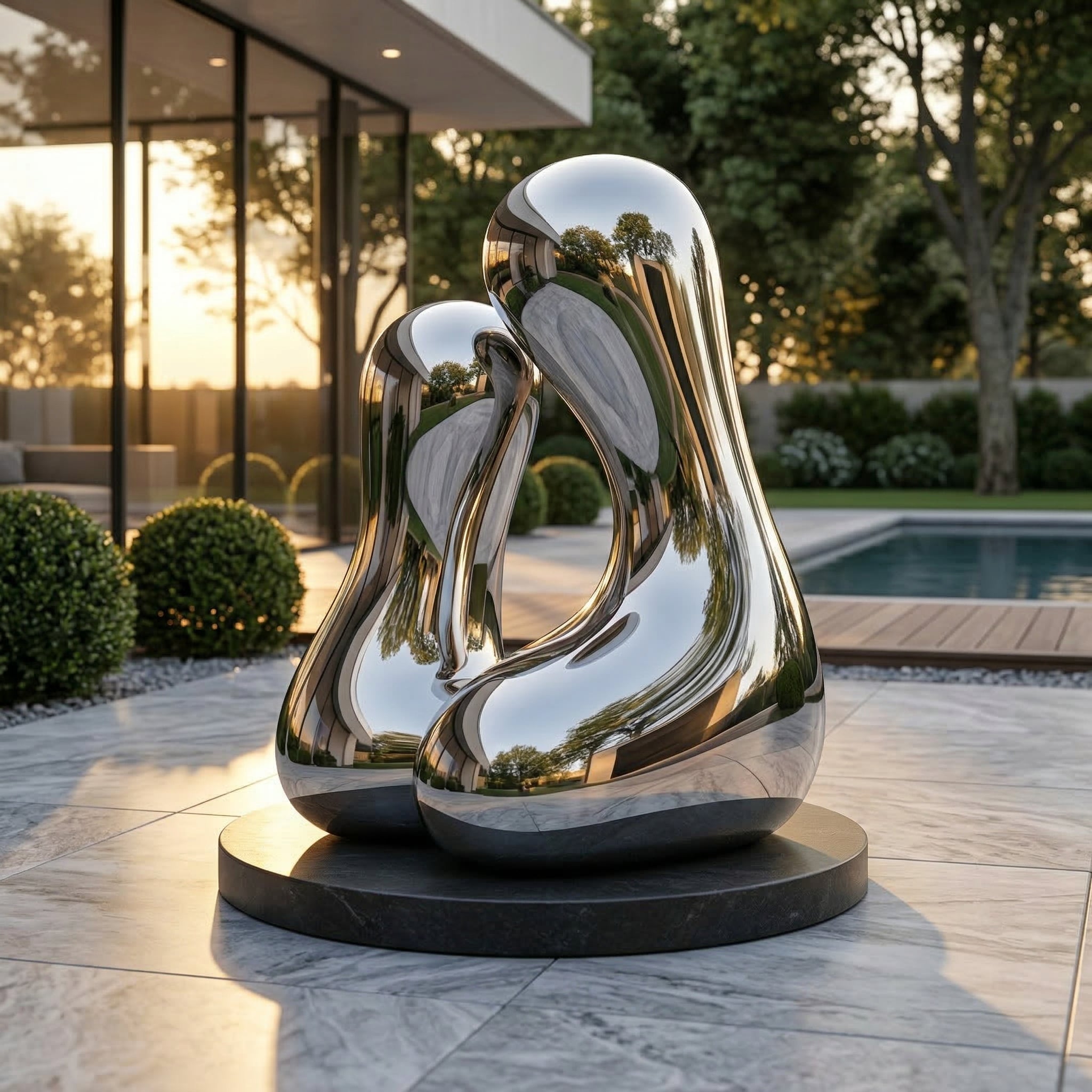 Vela Stainless Steel Abstract Biomorphic Sculpture Luminous Tabletop Dialogue VSSSS-2765