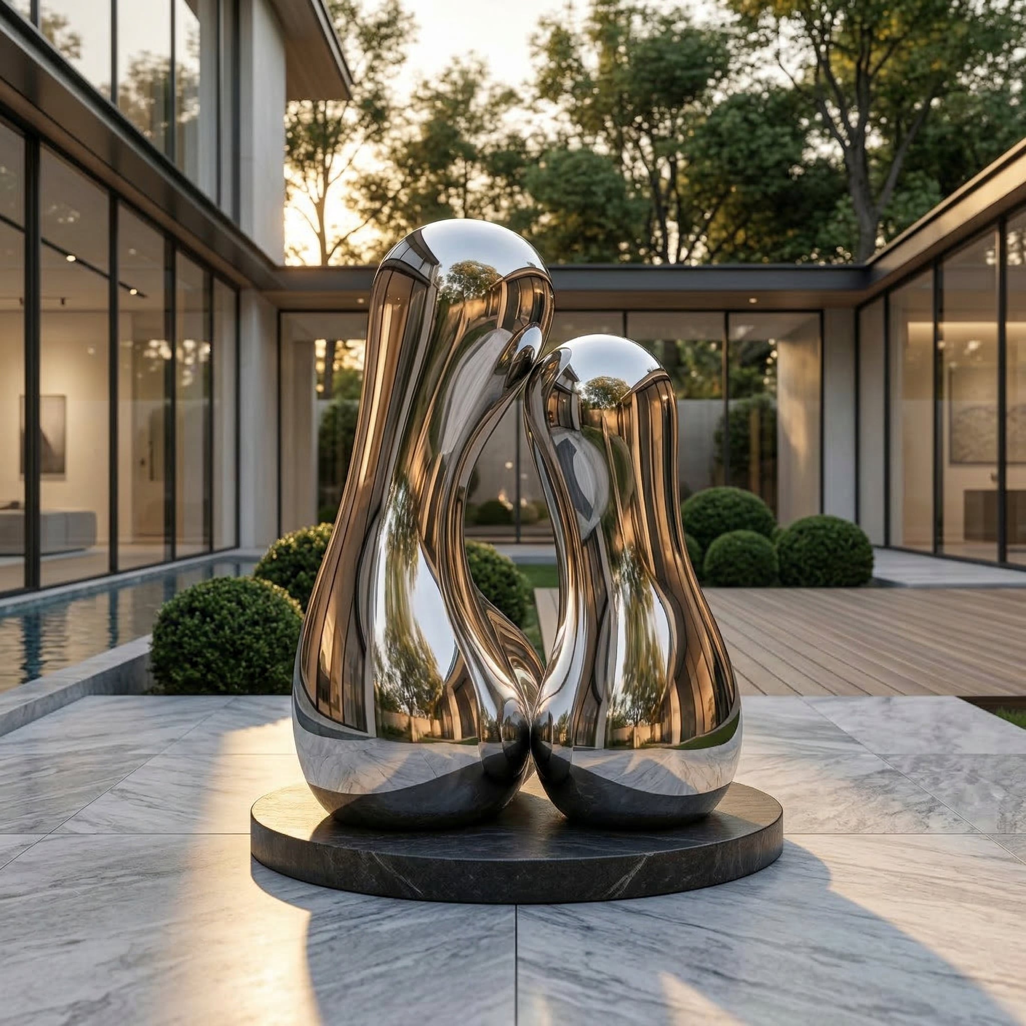 Vela Stainless Steel Abstract Biomorphic Sculpture Luminous Tabletop Dialogue VSSSS-2765