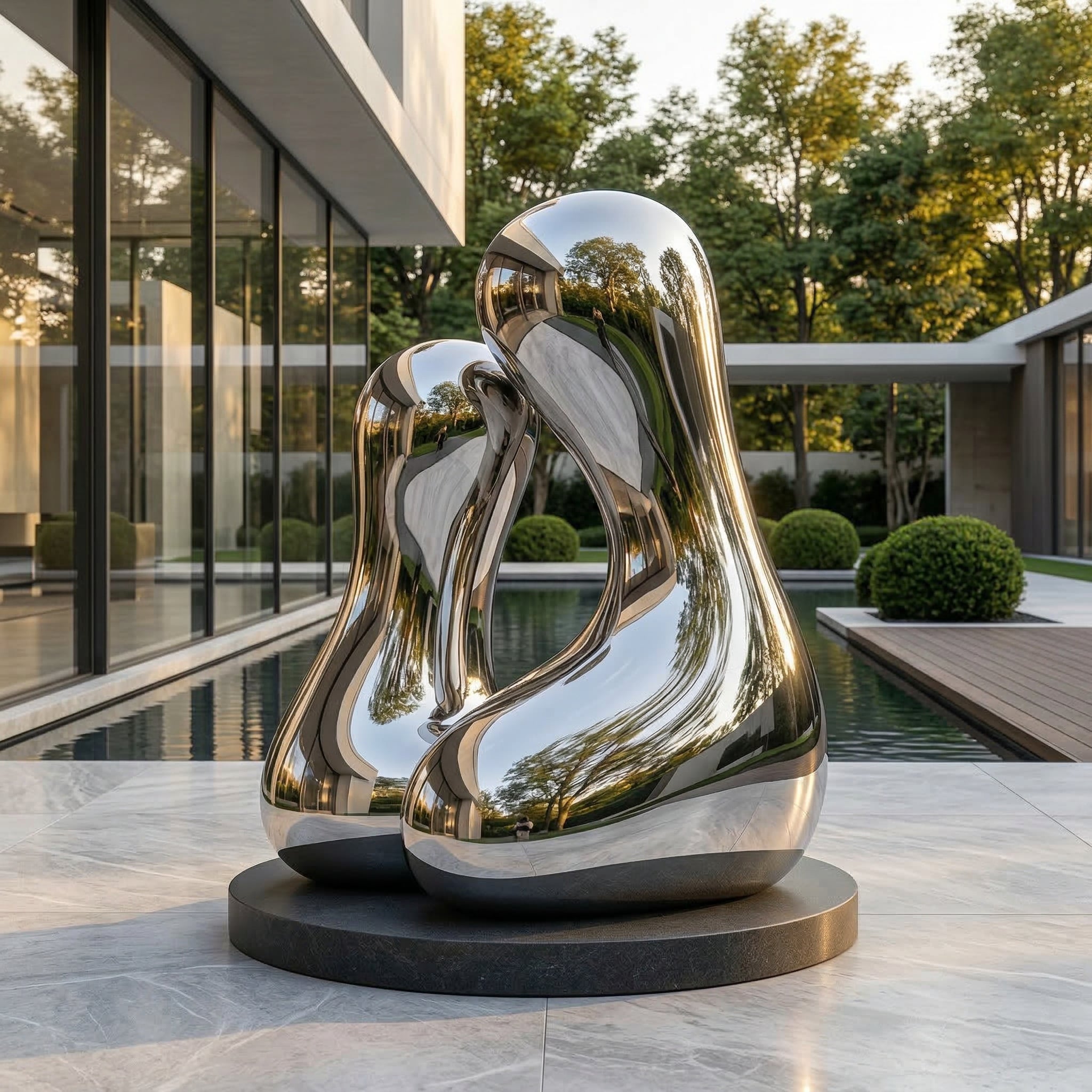 Vela Stainless Steel Abstract Biomorphic Sculpture Luminous Tabletop Dialogue VSSSS-2765