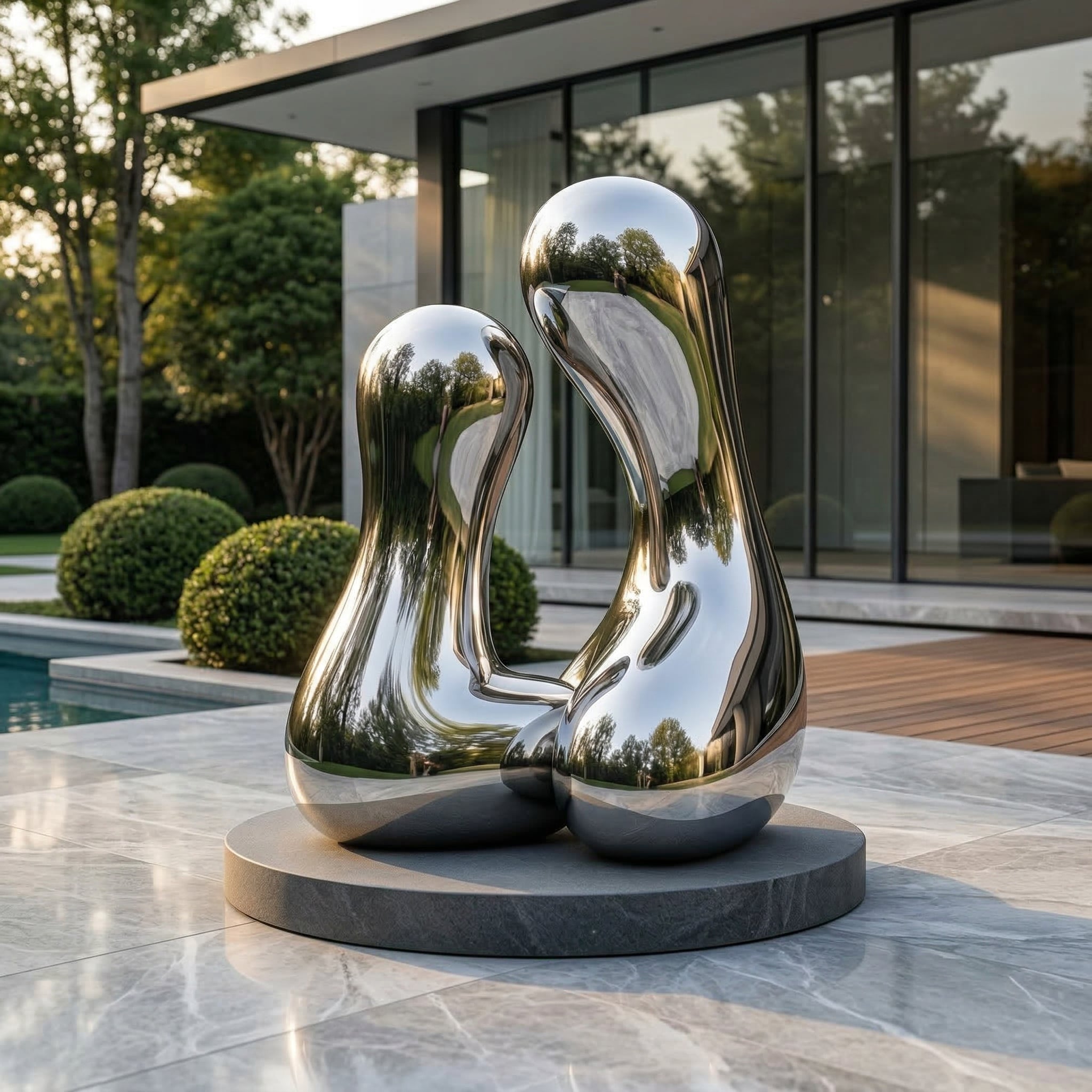 Vela Stainless Steel Abstract Biomorphic Sculpture Luminous Tabletop Dialogue VSSSS-2765