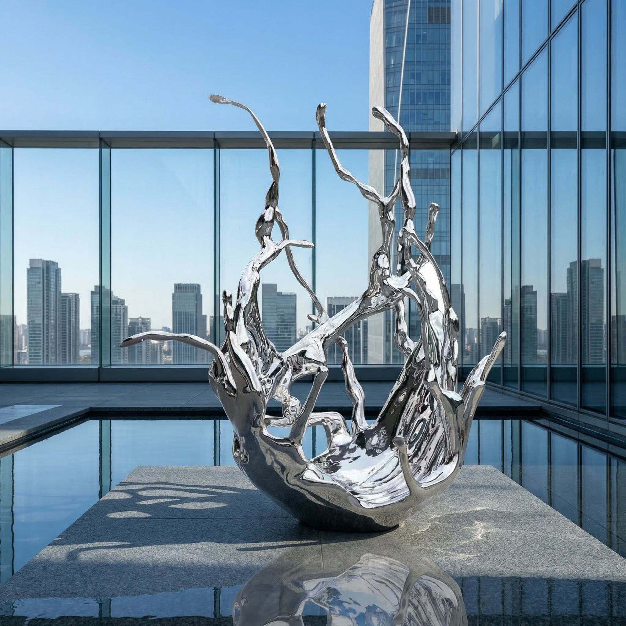 Vela-Stainless-Steel-Abstract-Currents-Sculpture-Poolside-Reflecting-Plinth-VSSSS-615-03