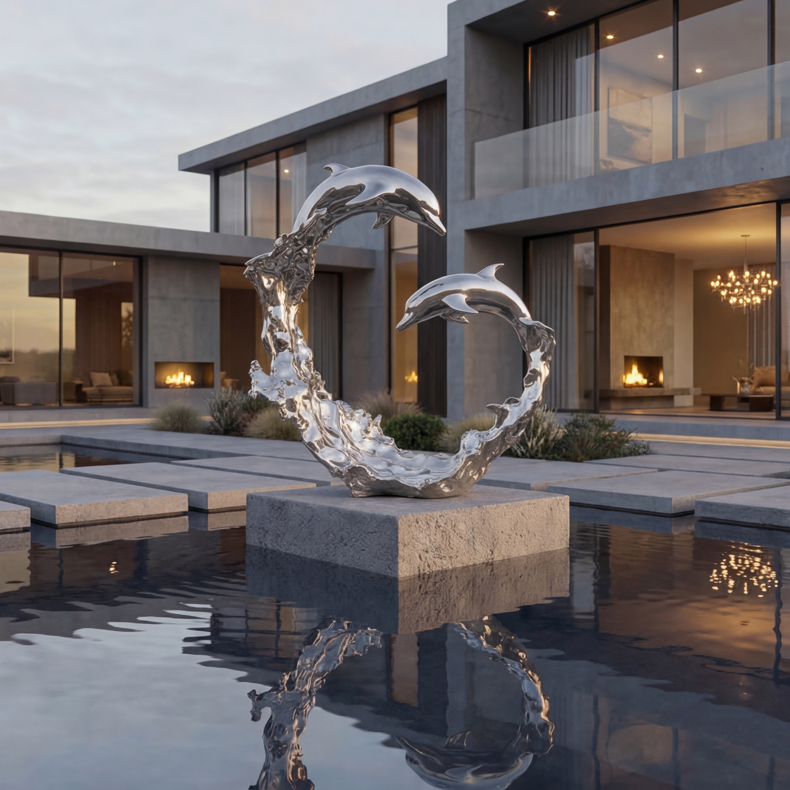 Vela Stainless Steel Abstract Dolphin Sculpture Circle Form VSSSS-7719