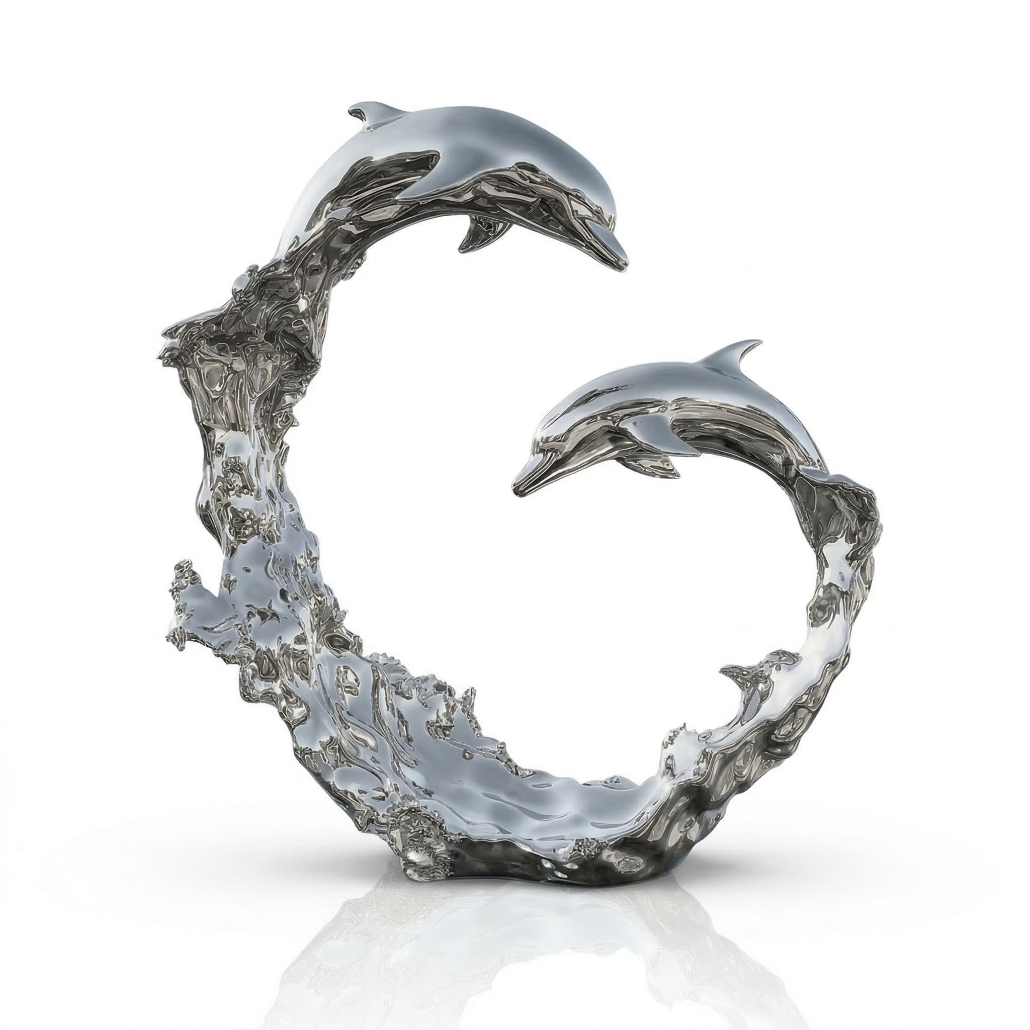 Vela Stainless Steel Abstract Dolphin Sculpture Circle Form VSSSS-7719