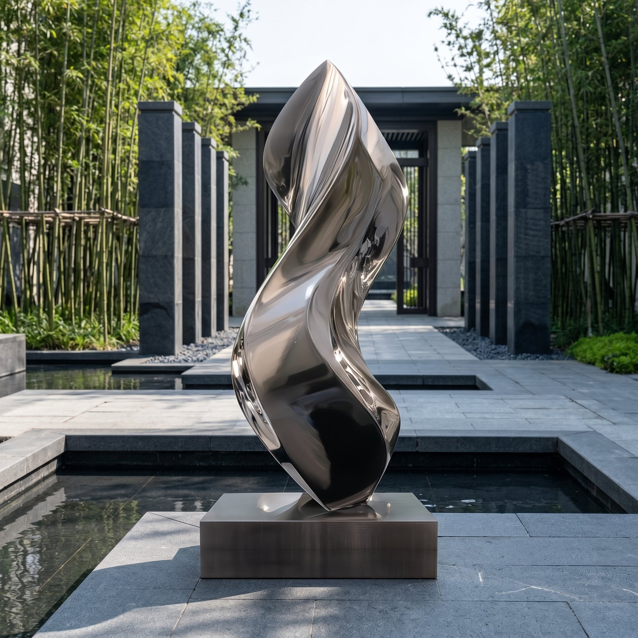 Vela-Stainless-Steel-Abstract-Flame-Sculpture-Poolside-Reflective-Form-VSSSS-2658-01