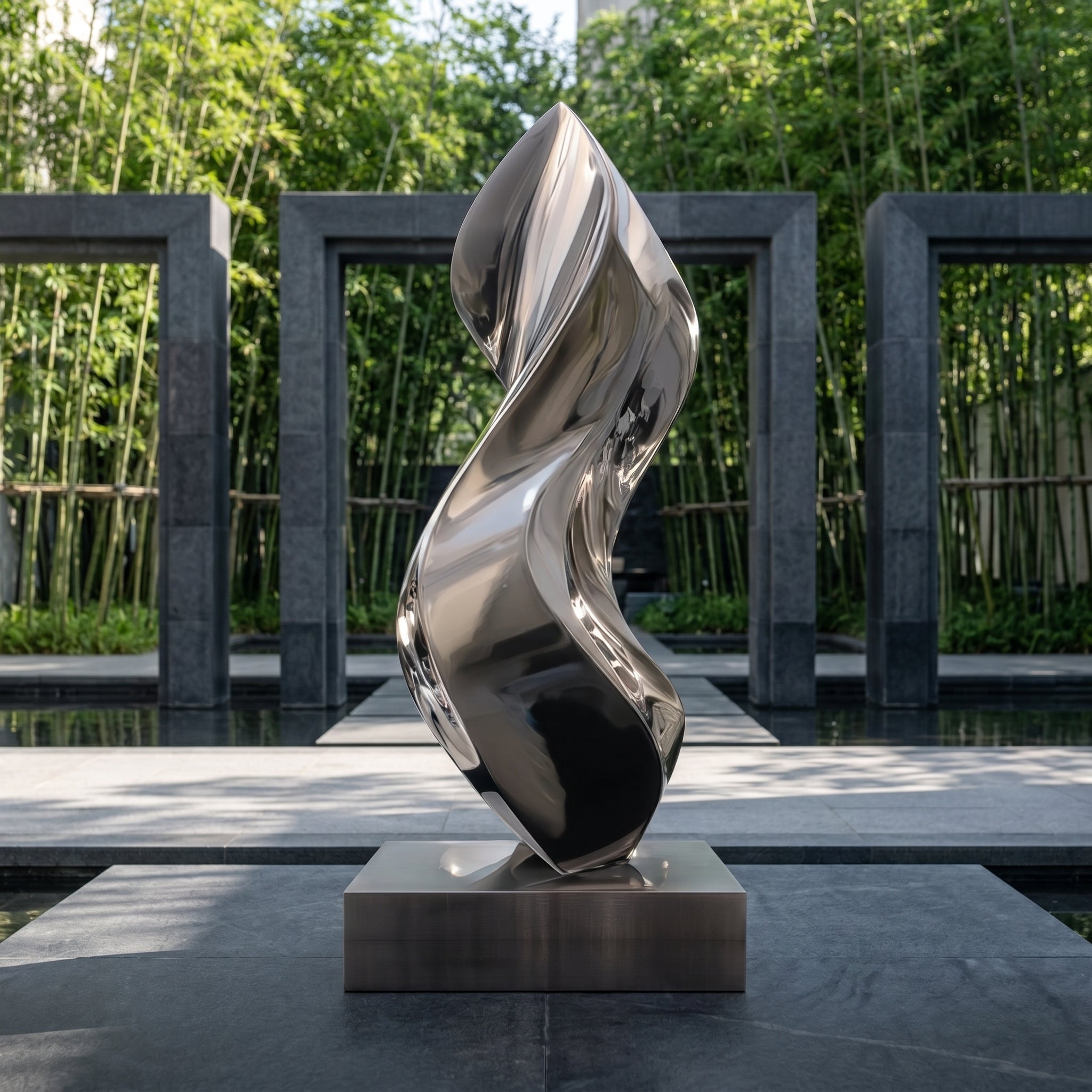 Vela-Stainless-Steel-Abstract-Flame-Sculpture-Poolside-Reflective-Form-VSSSS-2658-02