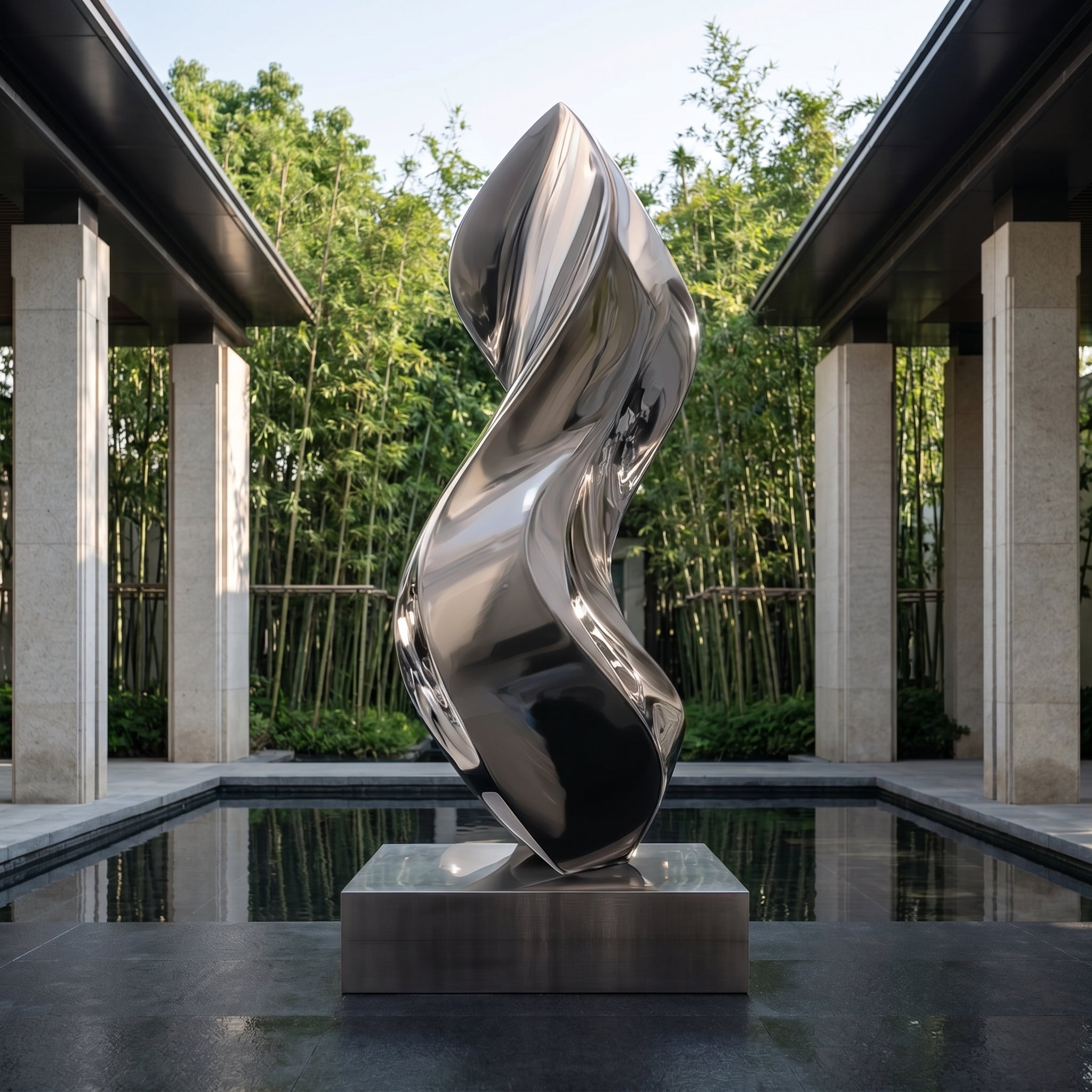 Vela-Stainless-Steel-Abstract-Flame-Sculpture-Poolside-Reflective-Form-VSSSS-2658-03