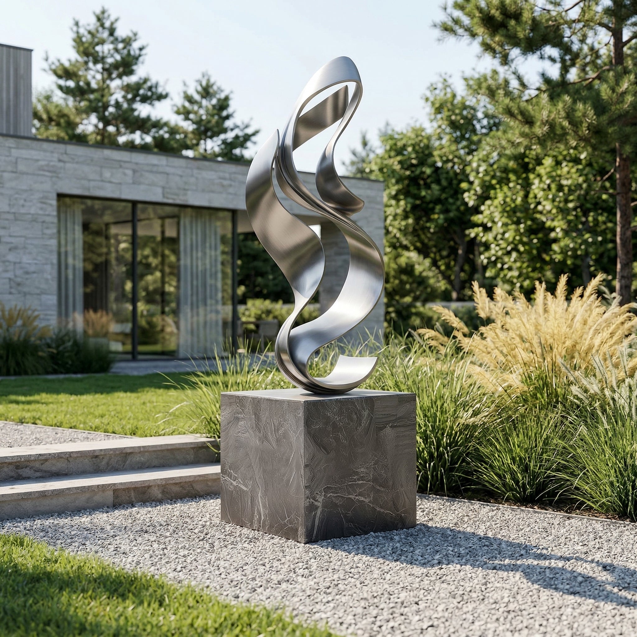 Vela-Stainless-Steel-Abstract-Geometric-Figurative-Sculpture-Ribbon-Form-Plinth-VSSSS-8046-01