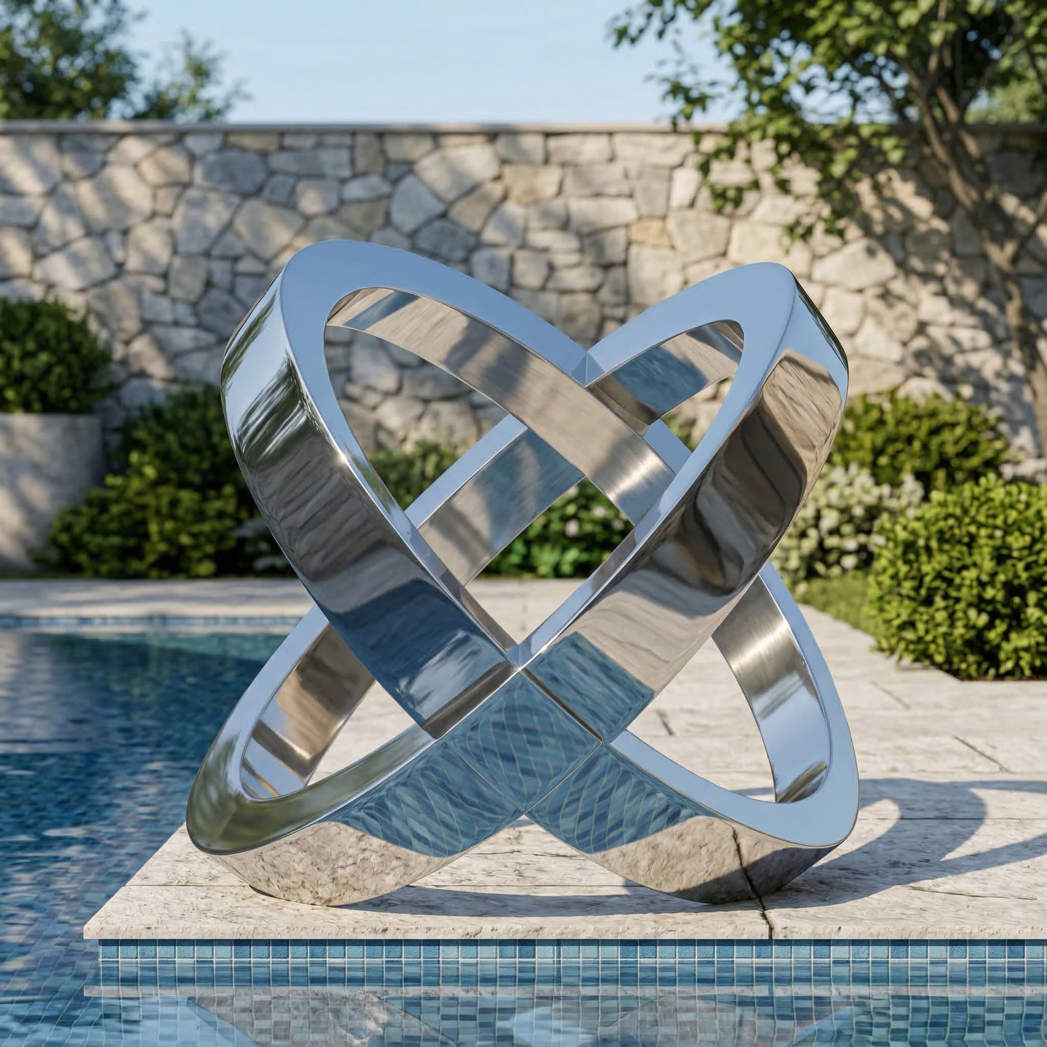 Vela Stainless Steel Abstract Geometric Sculpture Modern Knot Poolside VSSS-5197
