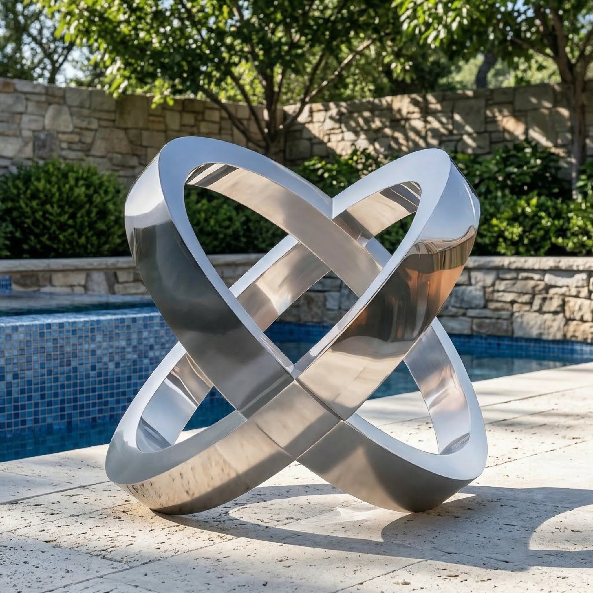 Vela Stainless Steel Abstract Geometric Sculpture Modern Knot Poolside VSSS-5197