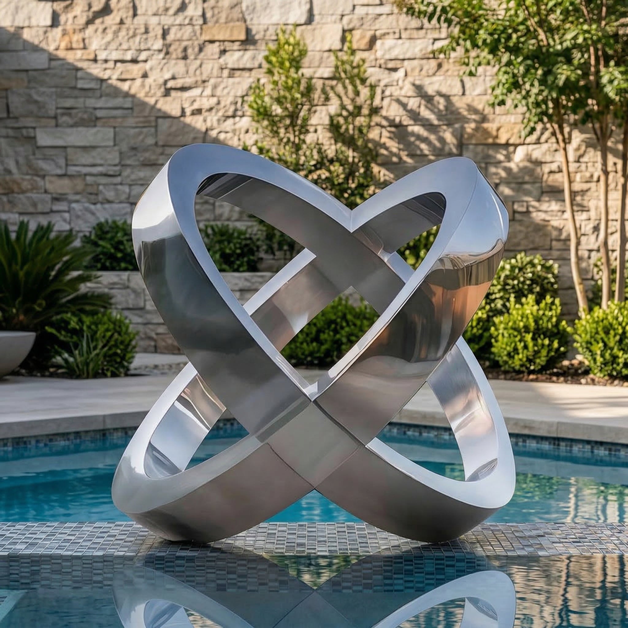 Vela Stainless Steel Abstract Geometric Sculpture Modern Knot Poolside VSSS-5197