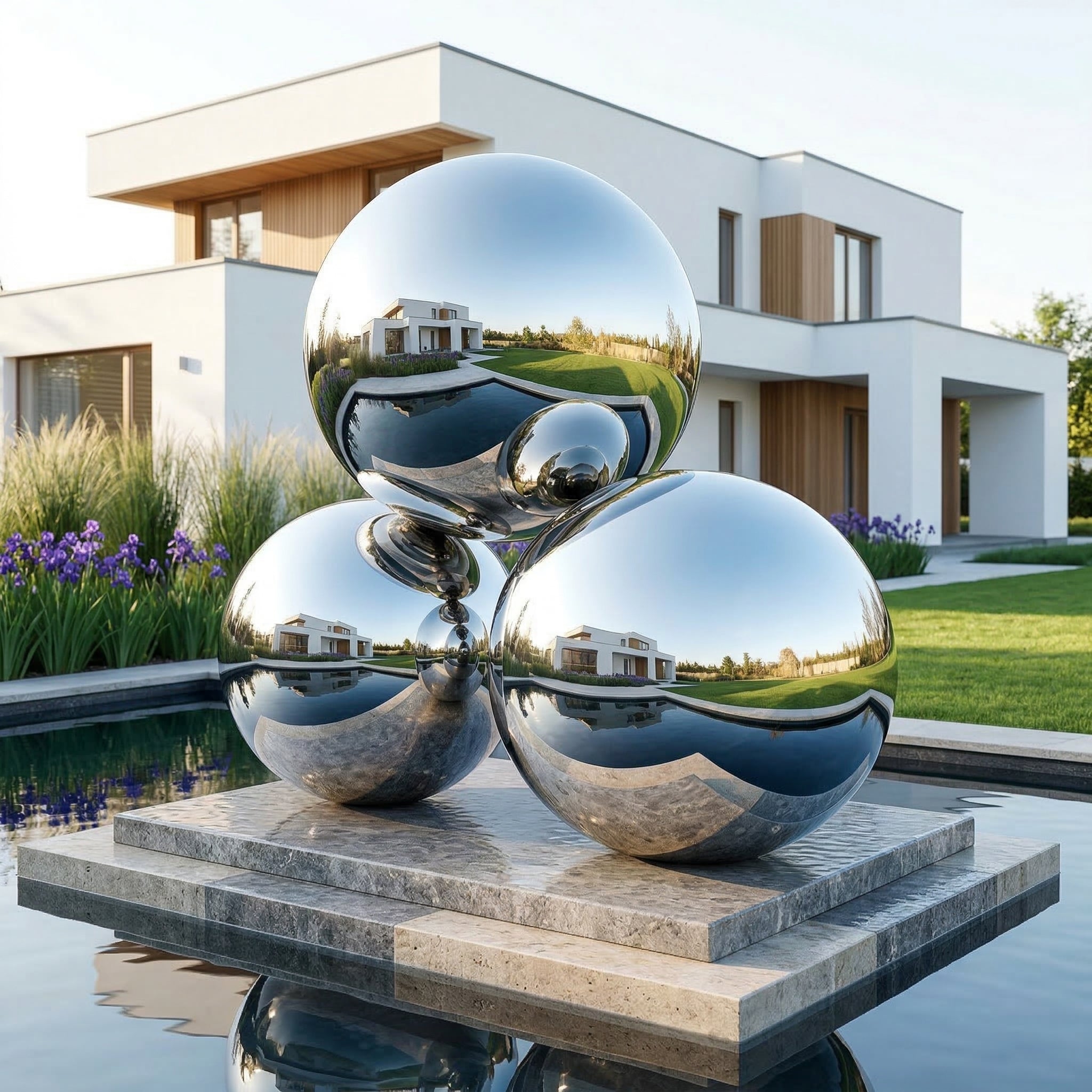 Vela-Stainless-Steel-Abstract-Geometric-Sculpture-Polished-Spherical-Trio-VSSSS-1407-03