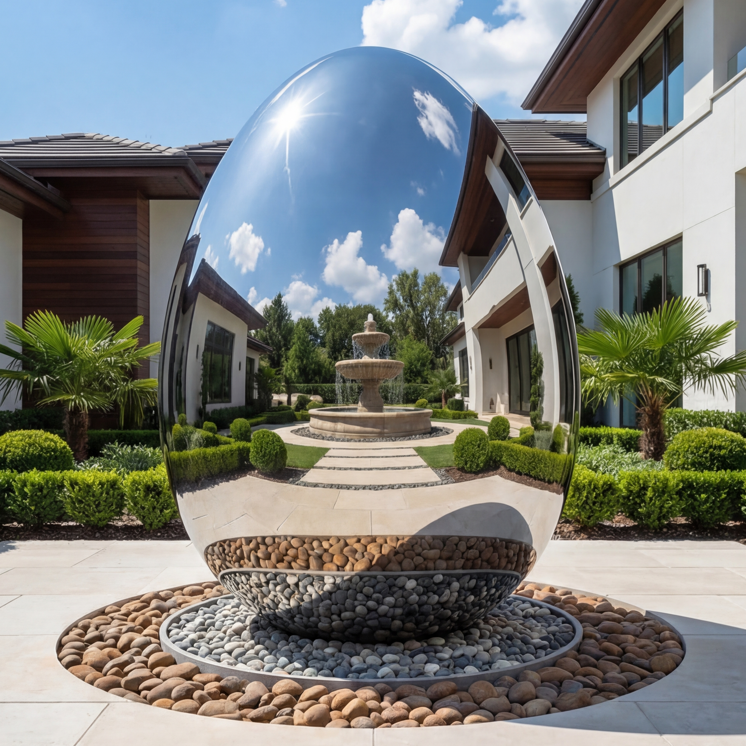 Vela Stainless Steel Abstract Sculpture Egg-Like Form Entrance Driveway VSSSS-7123