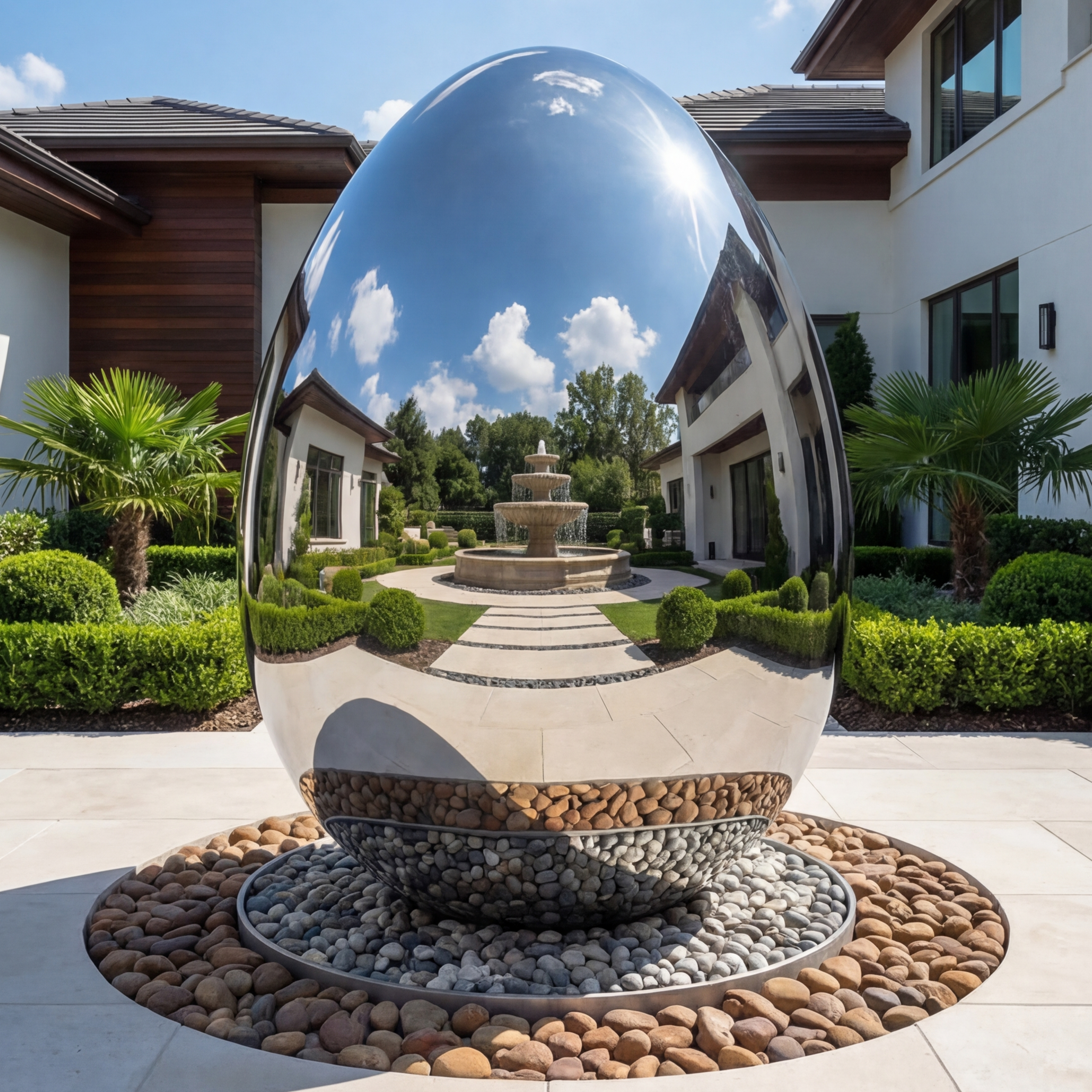 Vela Stainless Steel Abstract Sculpture Egg-Like Form Entrance Driveway VSSSS-7123