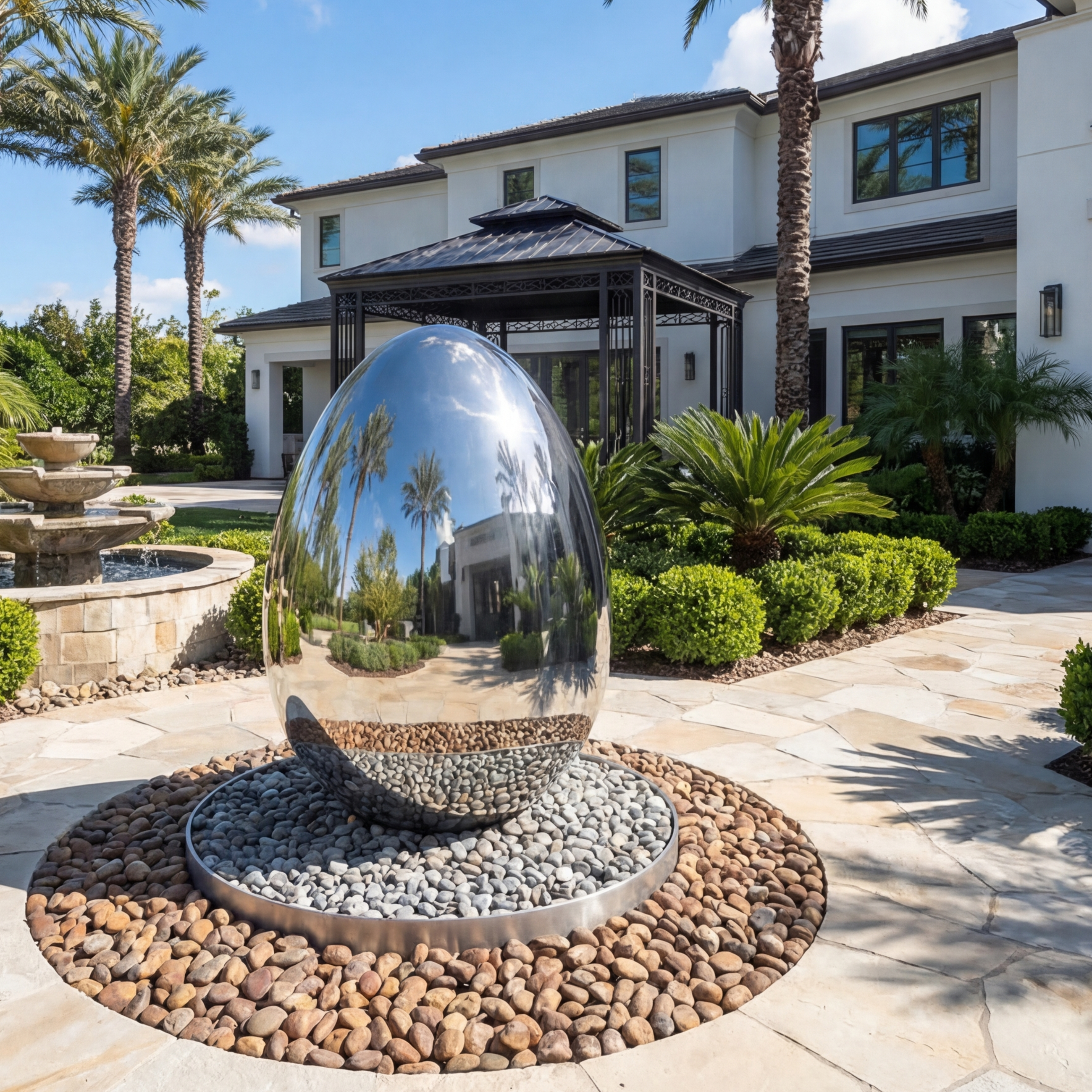 Vela Stainless Steel Abstract Sculpture Egg-Like Form Entrance Driveway VSSSS-7123