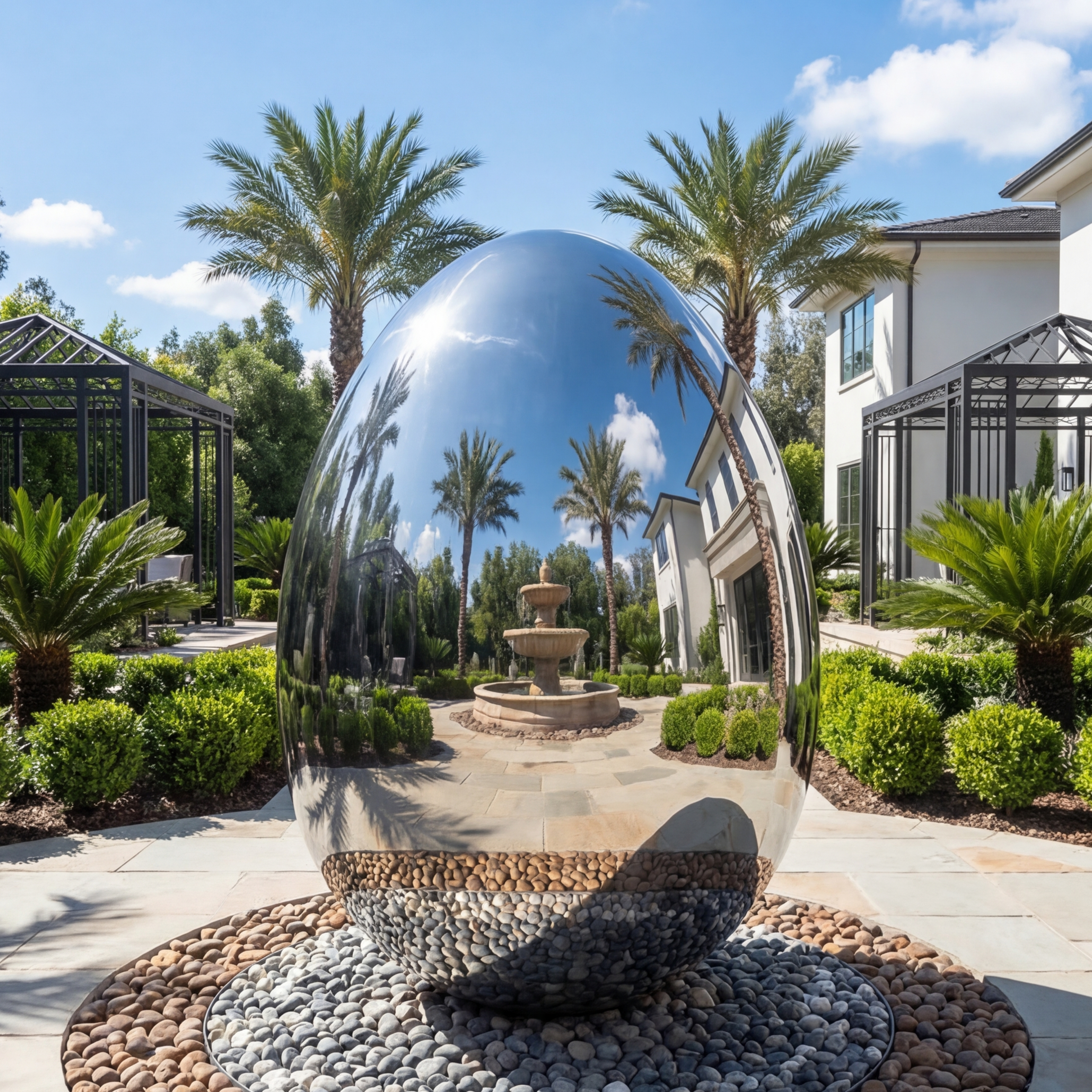 Vela Stainless Steel Abstract Sculpture Egg-Like Form Entrance Driveway VSSSS-7123