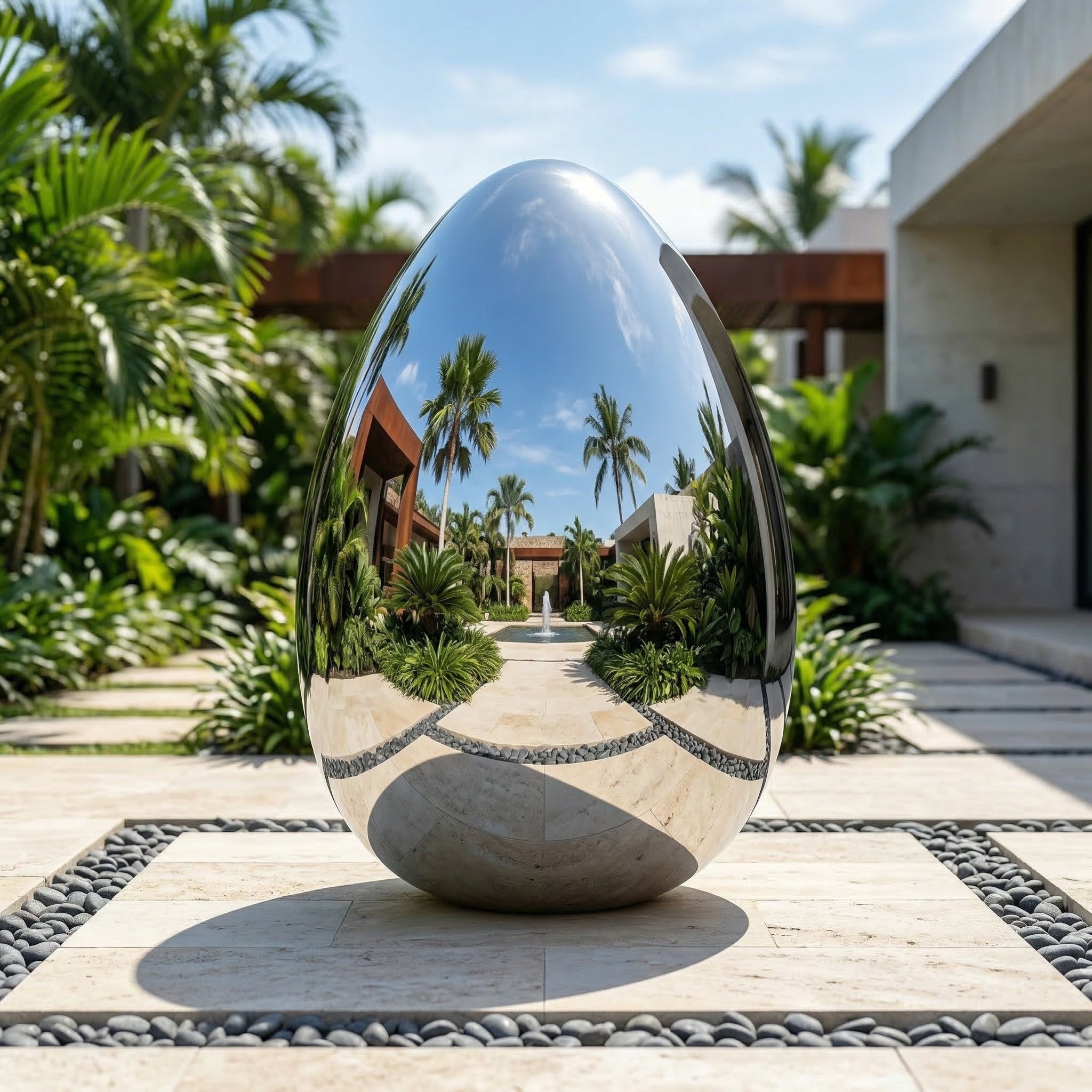 Vela Stainless Steel Abstract Sculpture Egg-Like Form Entrance Driveway VSSSS-7123