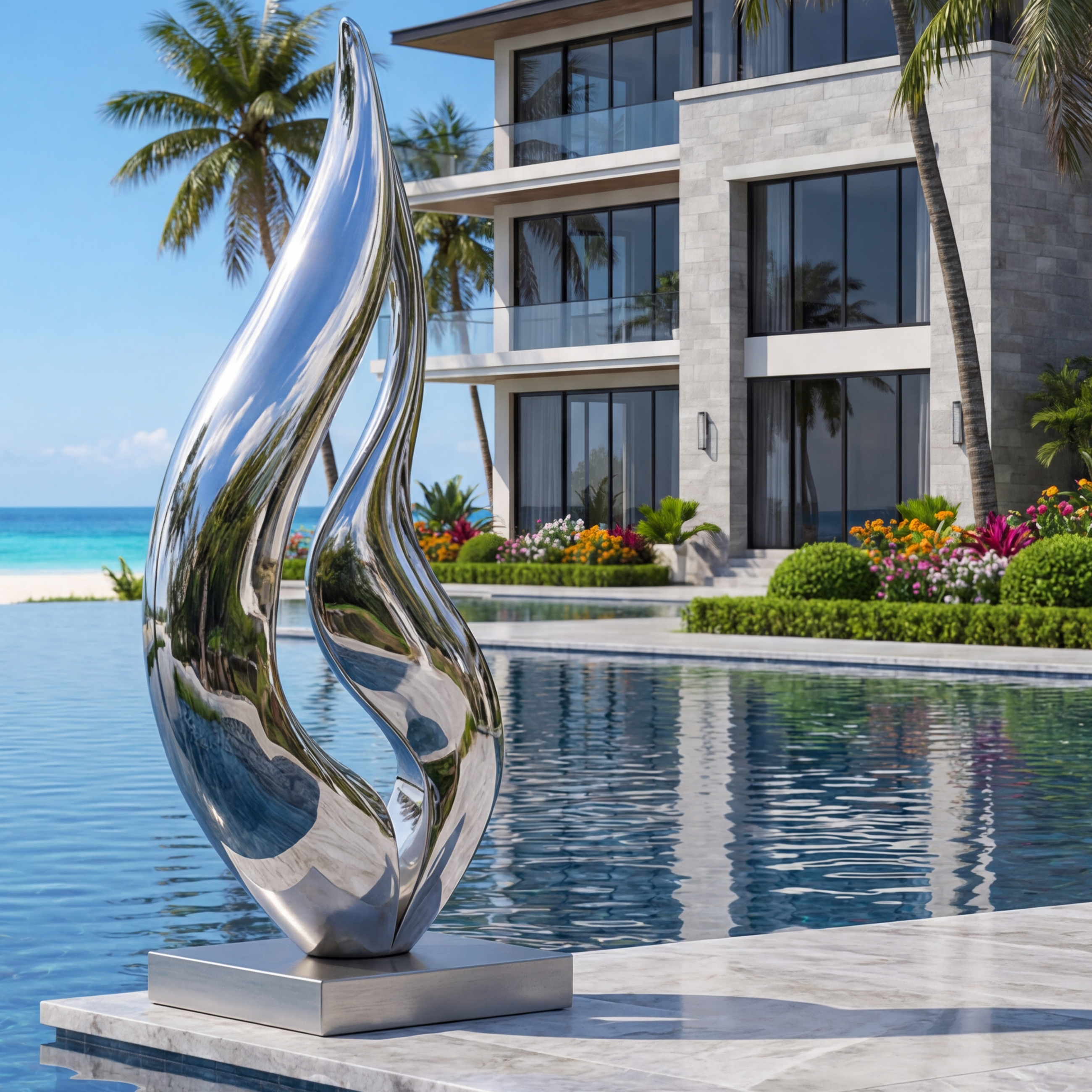 Vela Stainless Steel Abstract Sculpture Flame-Like Silhouette VSSSS-1093