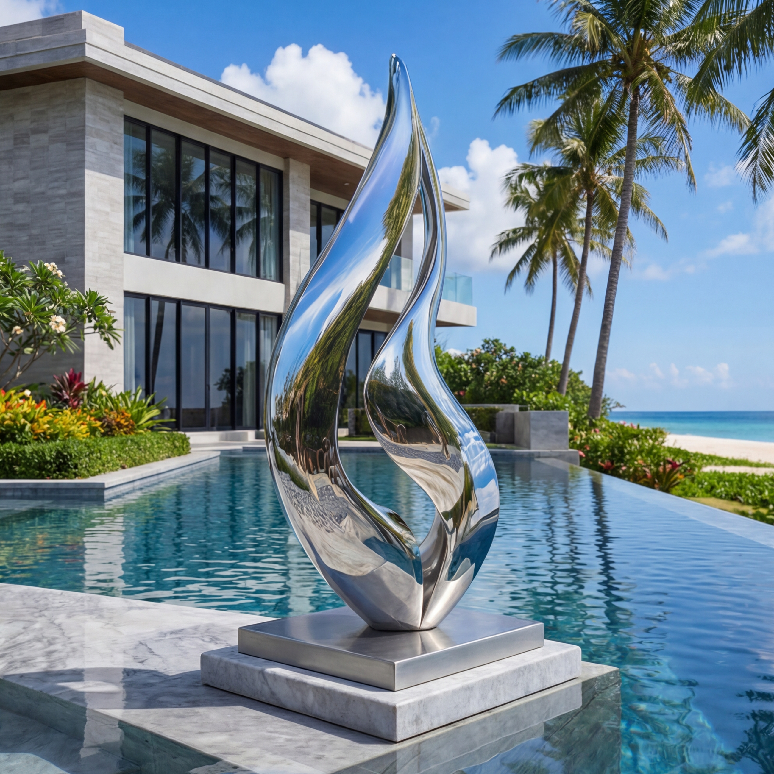 Vela Stainless Steel Abstract Sculpture Flame-Like Silhouette VSSSS-1093