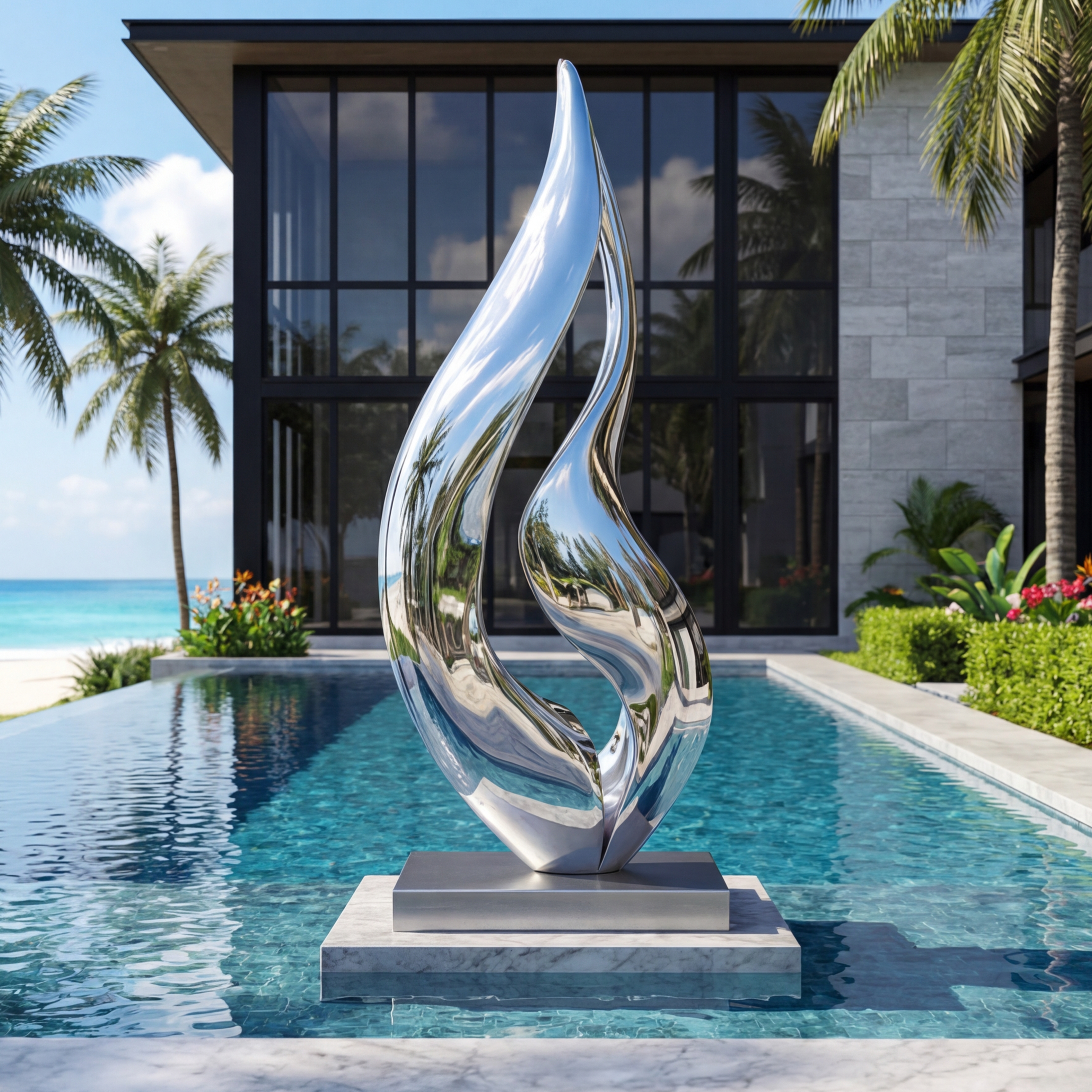 Vela Stainless Steel Abstract Sculpture Flame-Like Silhouette VSSSS-1093