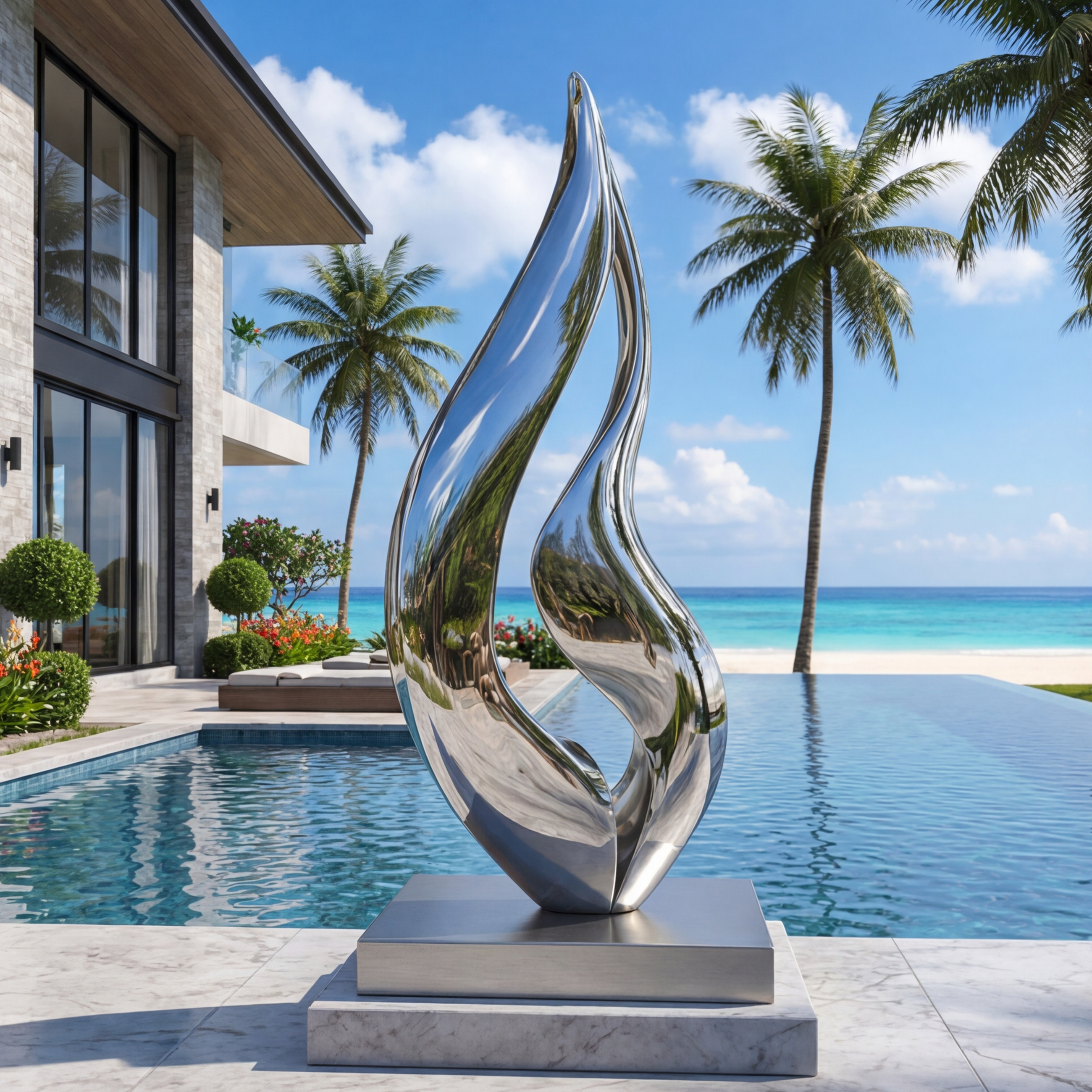 Vela Stainless Steel Abstract Sculpture Flame-Like Silhouette VSSSS-1093