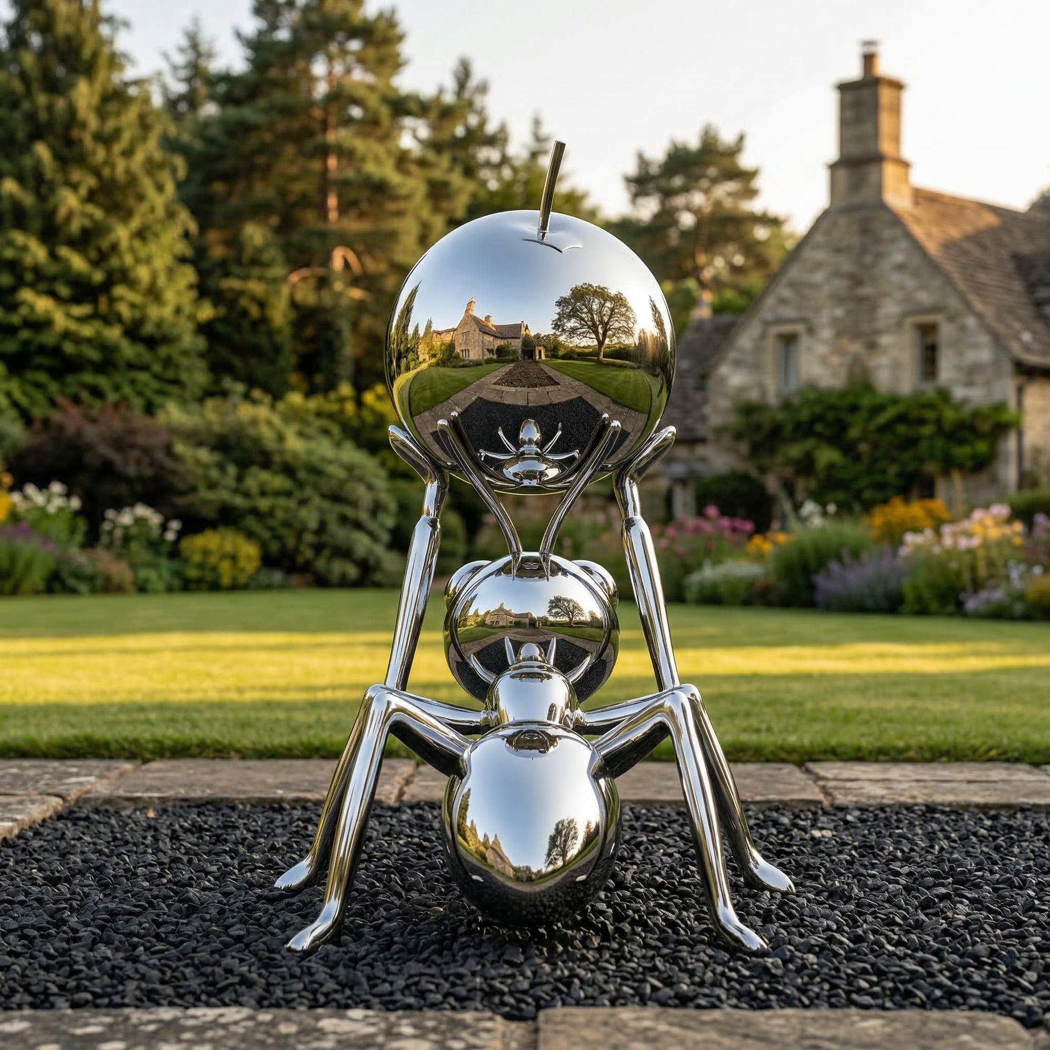 Vela Stainless Steel Ant Sculpture Smooth Modern Abstract Entrance Placement VSSSS-2486