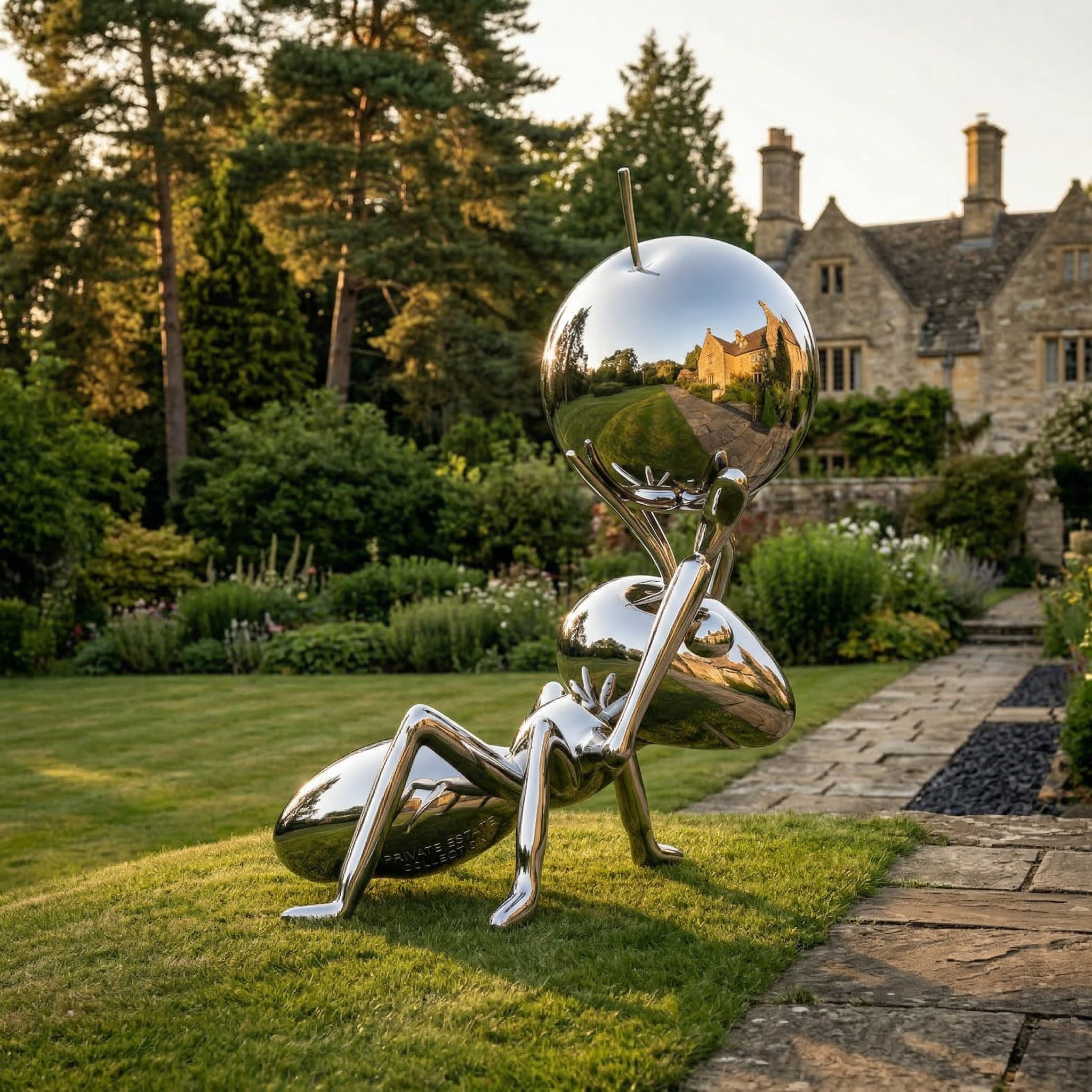 Vela Stainless Steel Ant Sculpture Smooth Modern Abstract Entrance Placement VSSSS-2486
