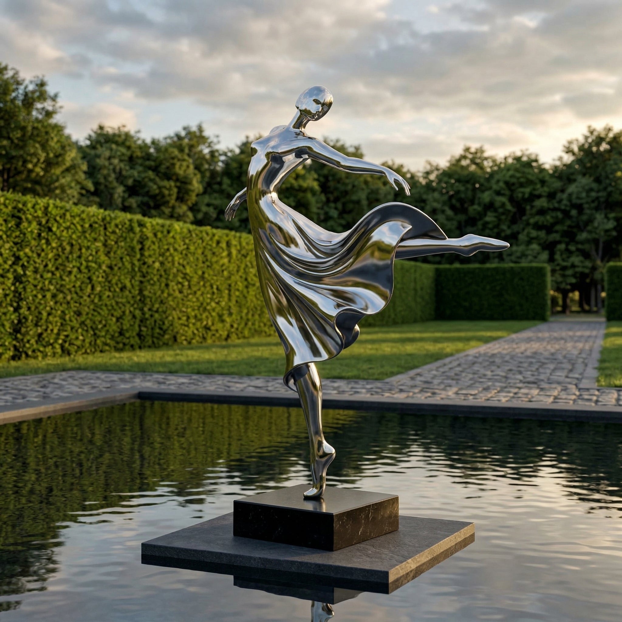 Vela-Stainless-Steel-Arabesque-Figure-Sculpture-Poolside-Plinth-VSSSS-2716-01