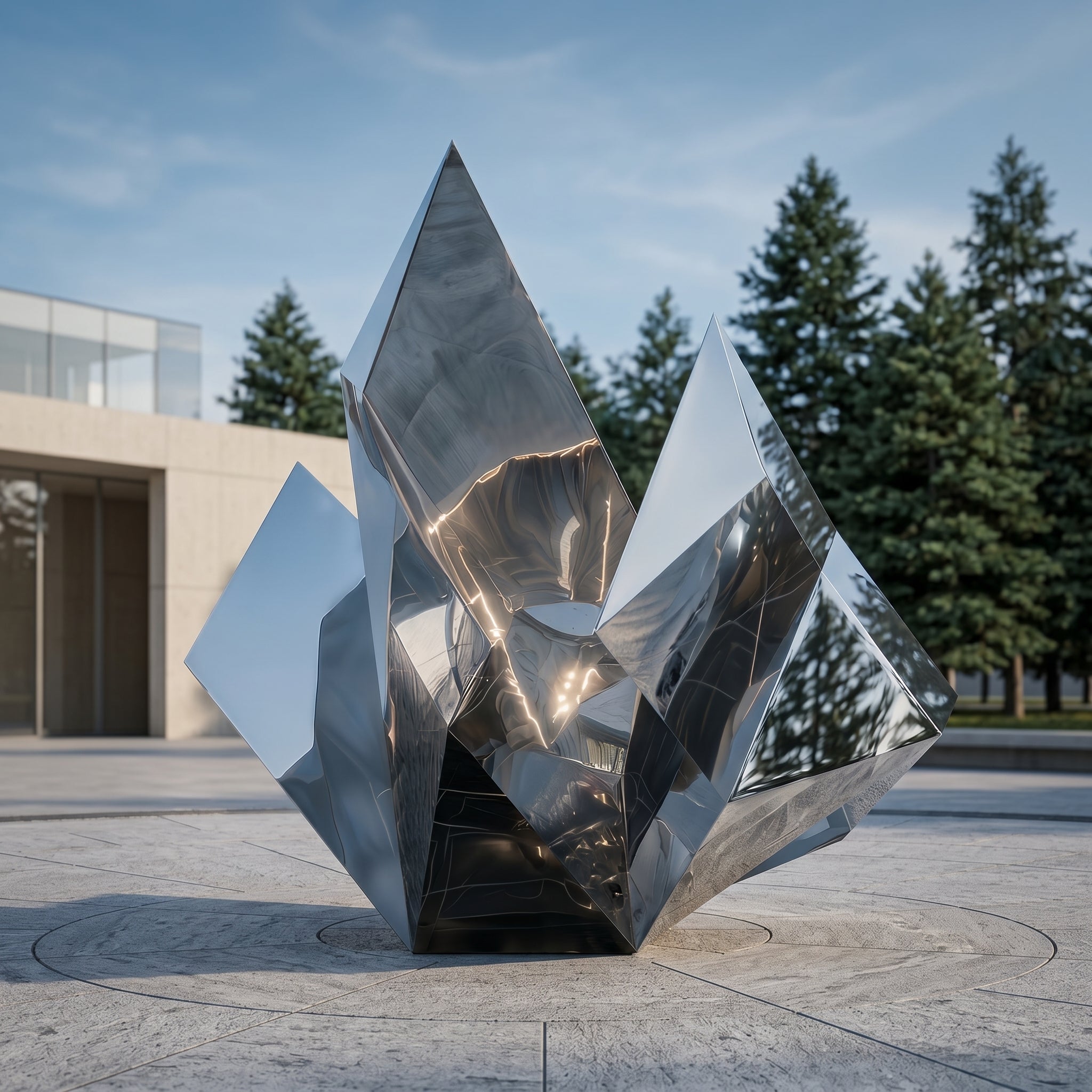 Vela-Stainless-Steel-Architectural-Geometric-Sculpture-Crystalline-Entrance--Driveway-VSSSS-4921-01