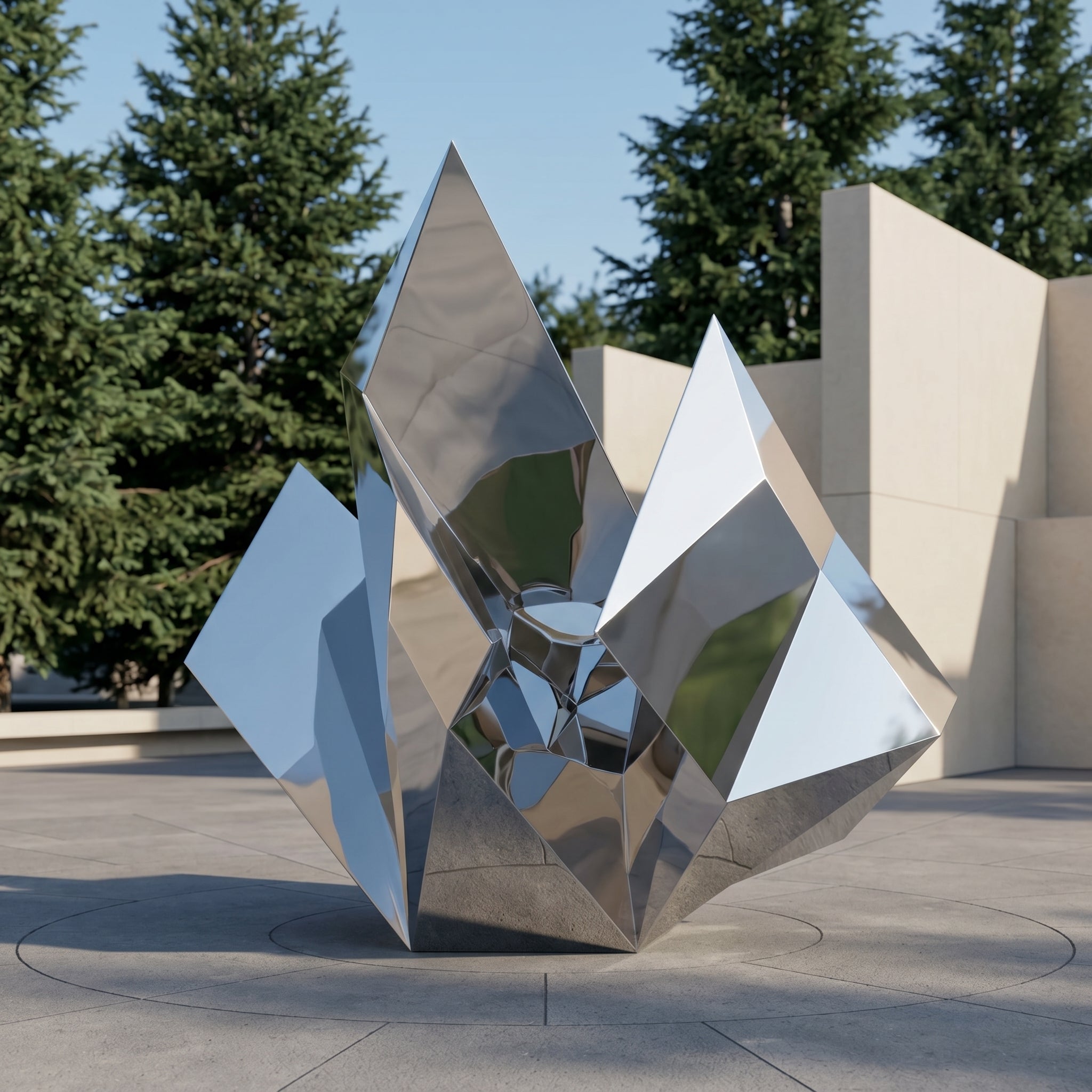 Vela-Stainless-Steel-Architectural-Geometric-Sculpture-Crystalline-Entrance--Driveway-VSSSS-4921-02