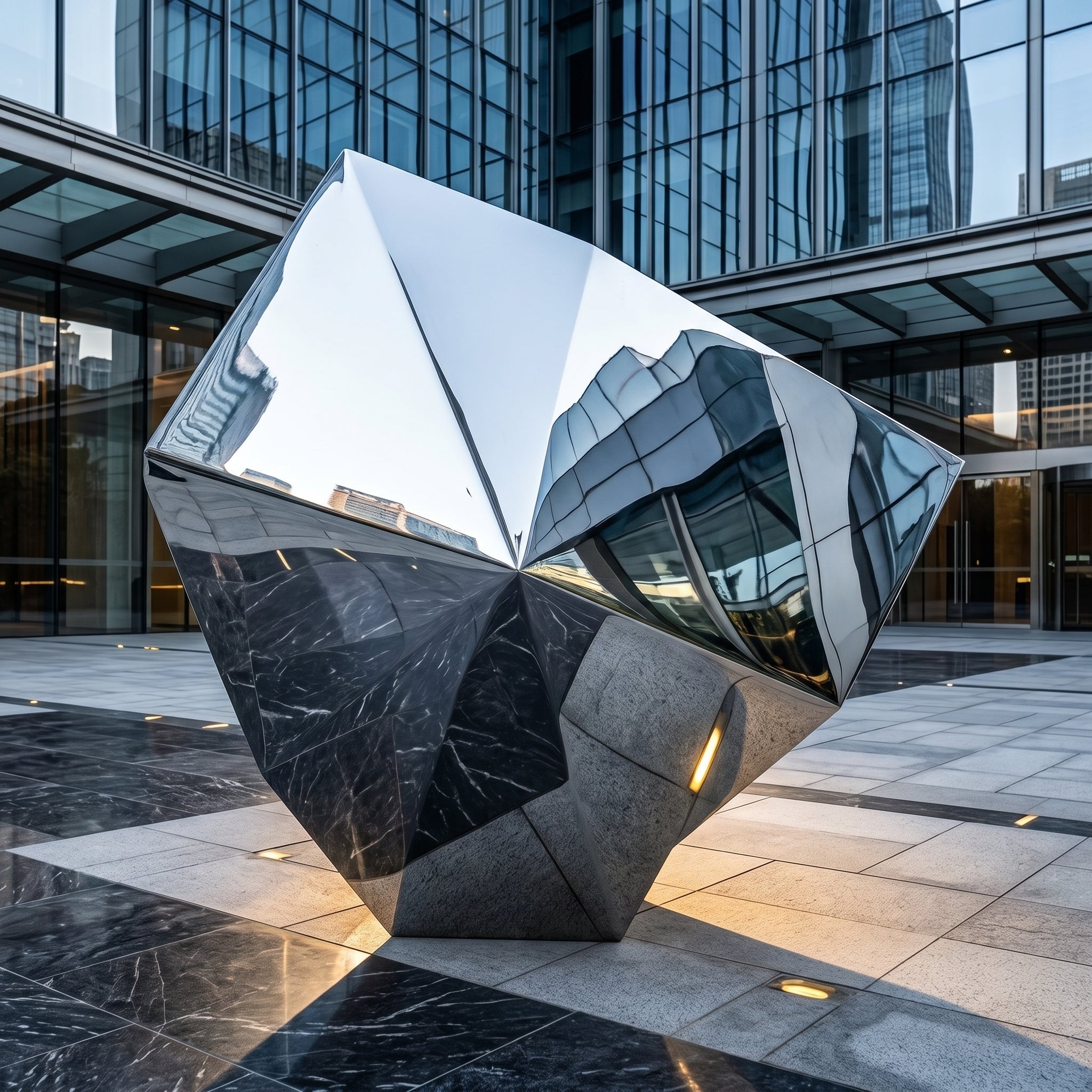 Vela-Stainless-Steel-Architectural-Geometric-Sculpture-Faceted-Plaza-VSSSS-9184-03